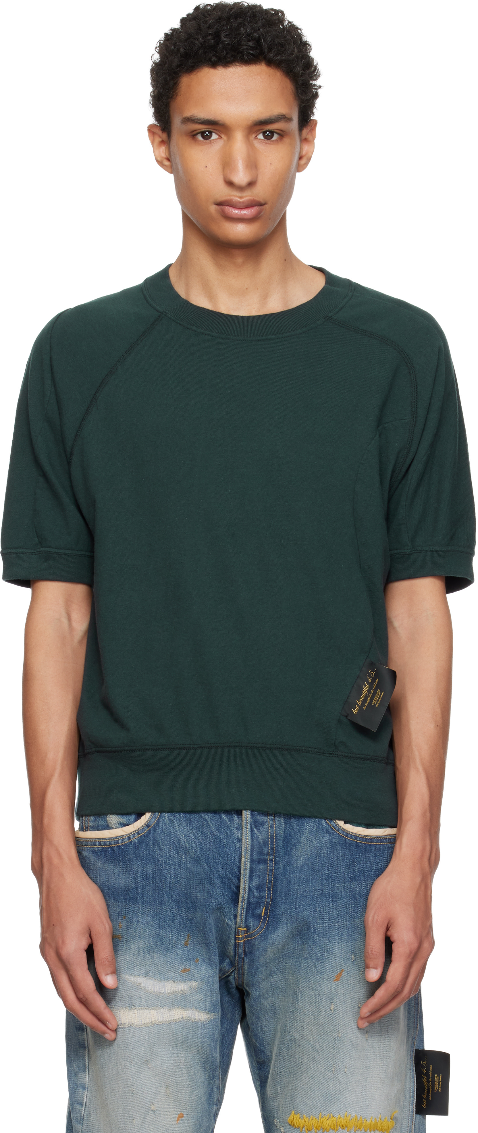 UNDERCOVER 21ssダメージ加工 UC1A4802 UNDERCOVER: グリーン UC1F4809-1 Tシャツ | SSENSE 日本