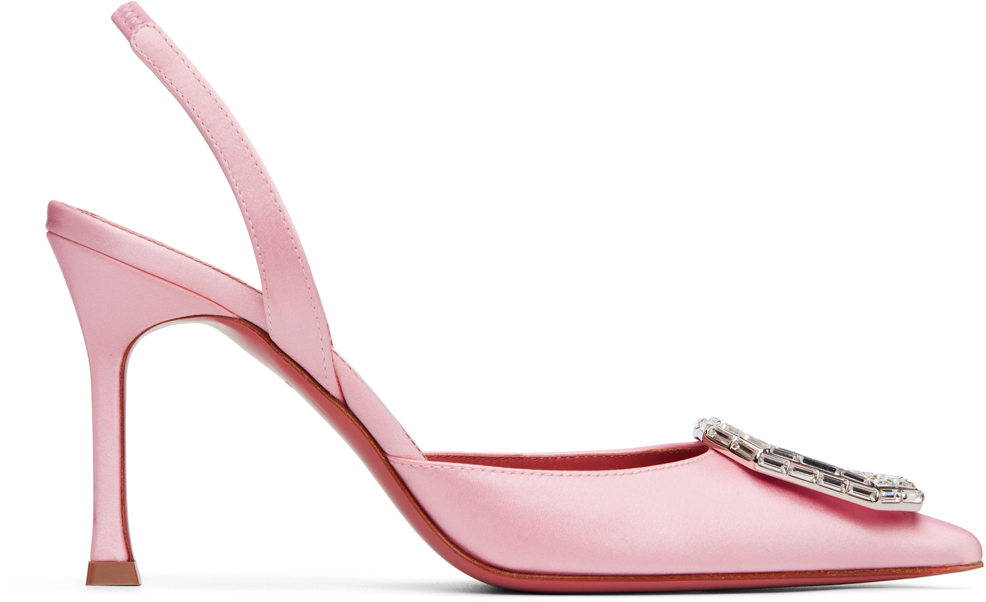 imama様 Amina Muaddi: Pink Camelia Sling 90 Heels | SSENSE Denmark