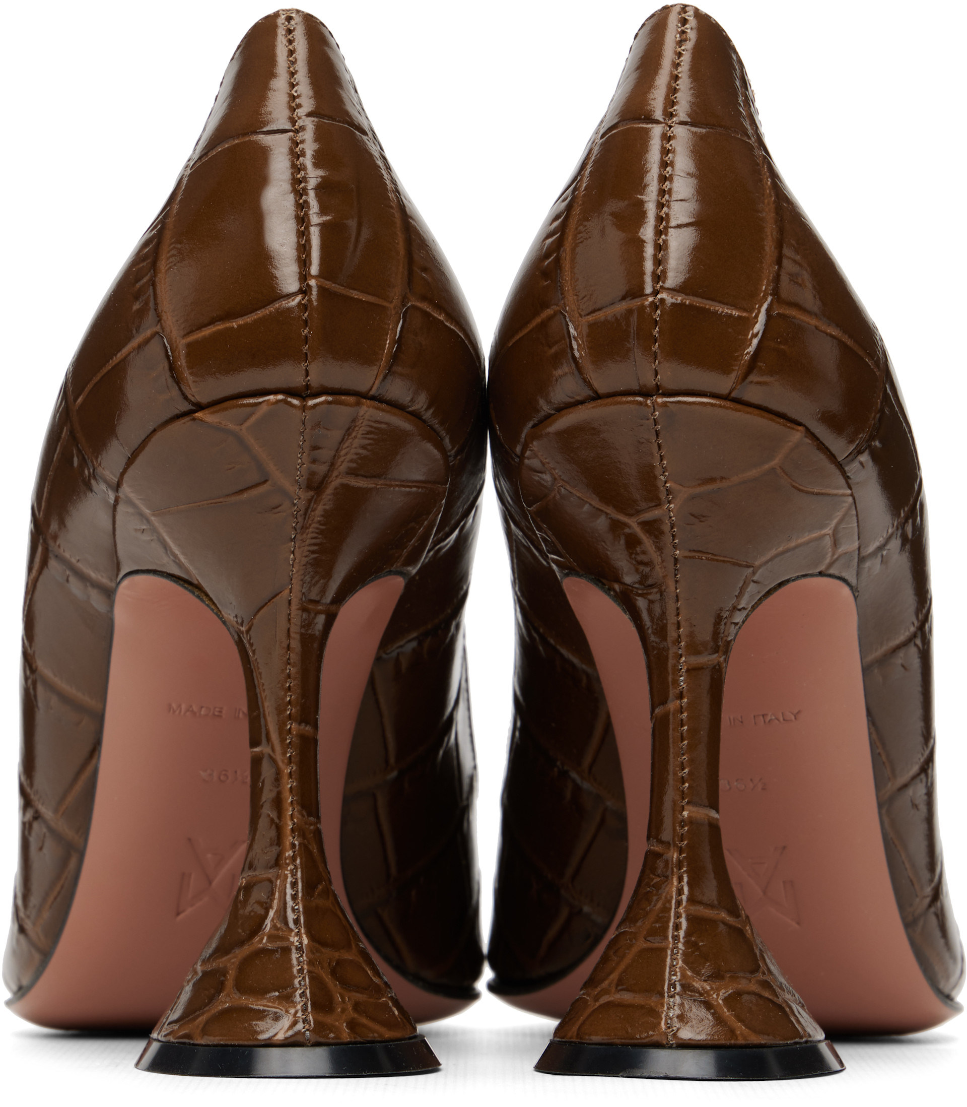 Amina Muaddi: Brown Ami Pump 95 Heels | SSENSE