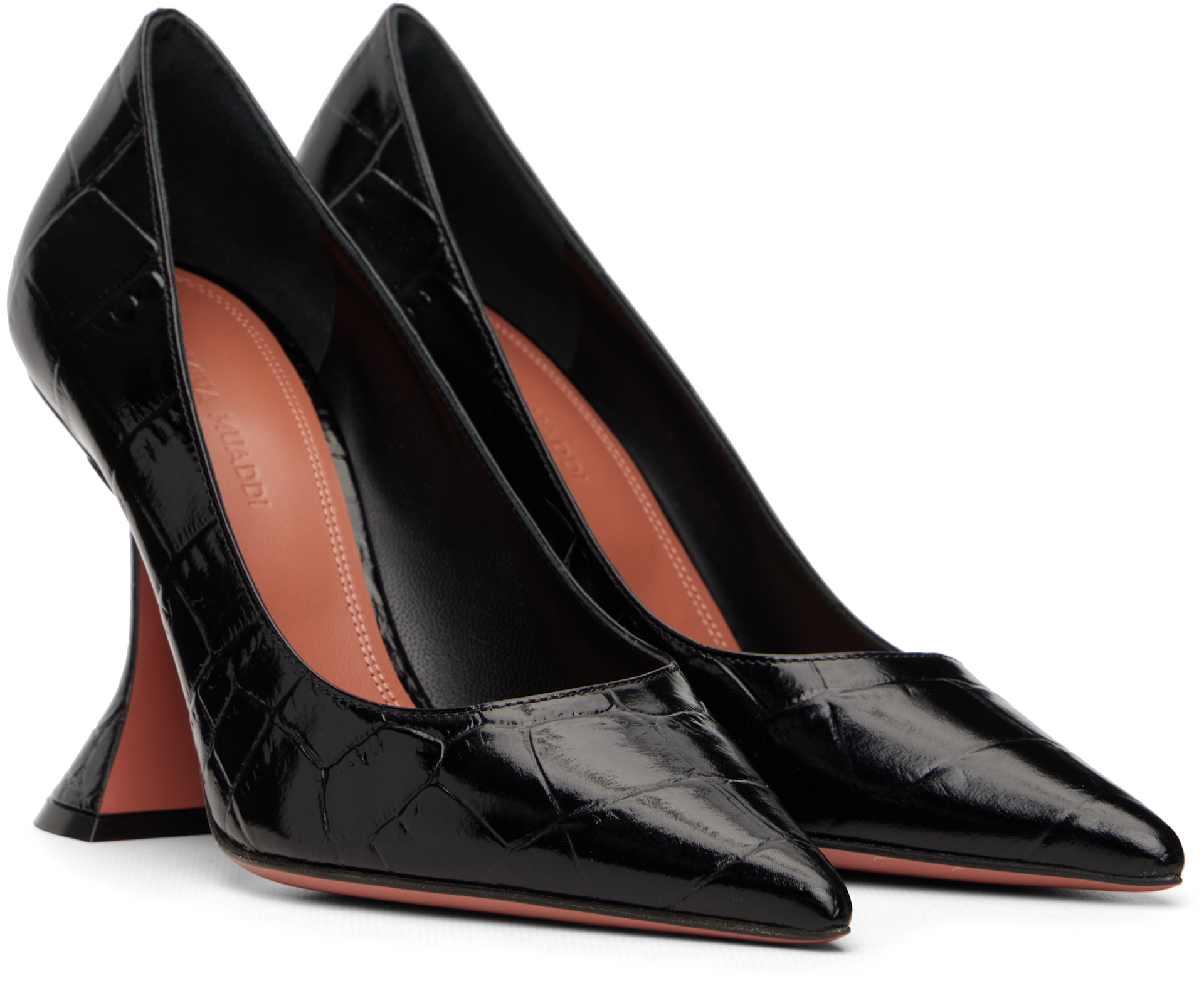 Amina Muaddi: Black Ami Pump 95 Heels | SSENSE