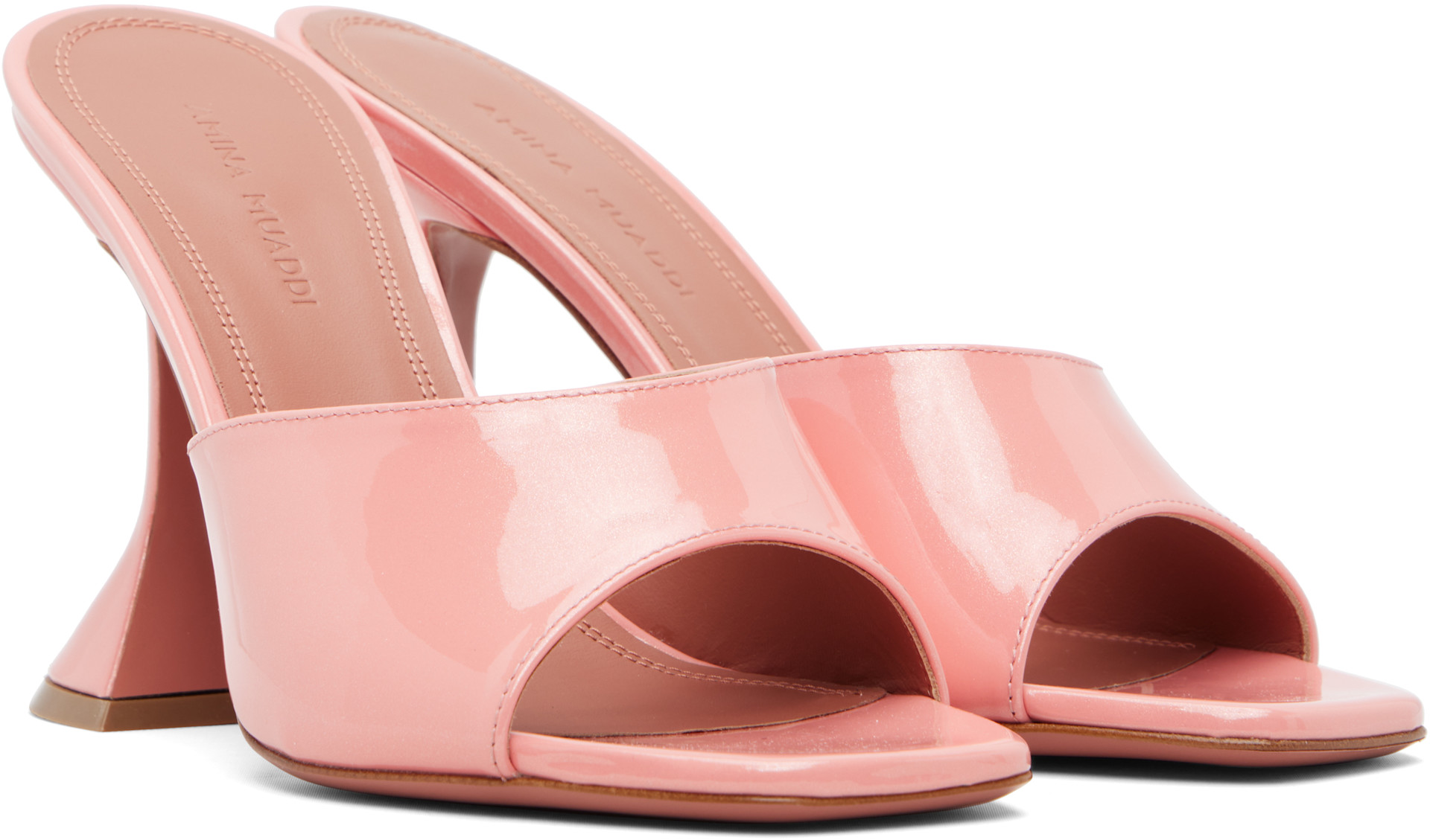 Amina Muaddi: Pink Lupita Slipper 95 Heeled Sandals | SSENSE
