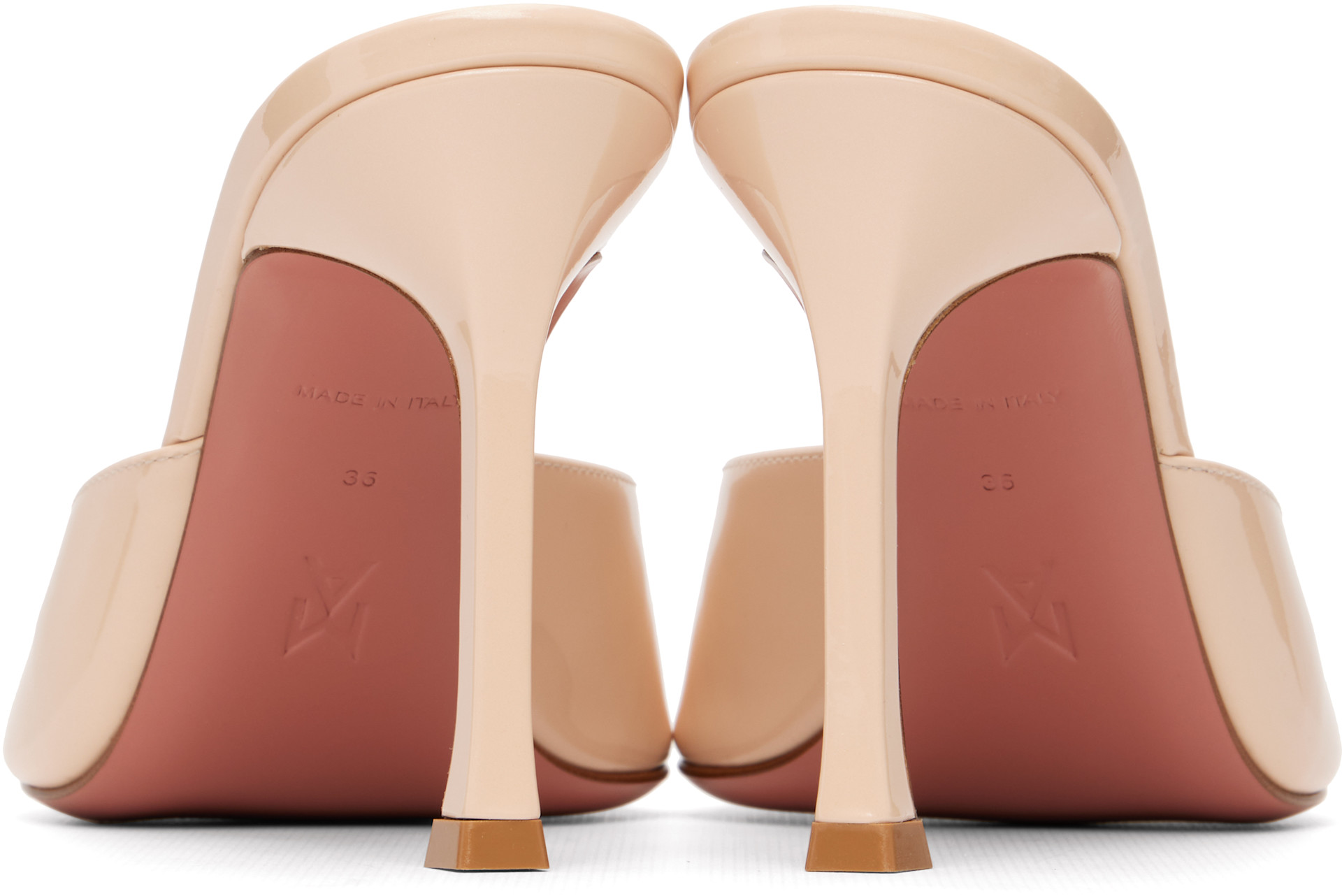Amina Muaddi: Beige Alexa Slipper 95 Heeled Sandals | SSENSE