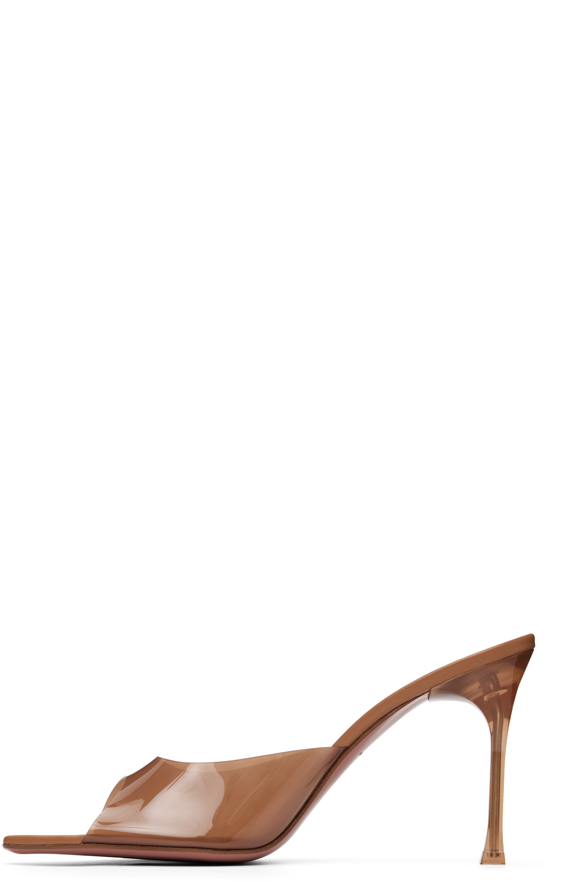 Amina Muaddi: Brown Alexa Glass Slipper 95 Heeled Sandals | SSENSE