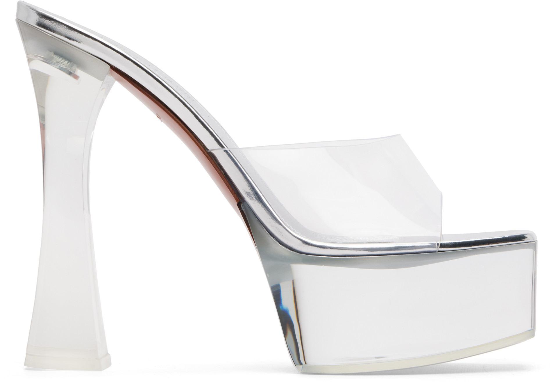 Amina Muaddi: Transparent Dalida Glass Plateau Heeled Sandals | SSENSE