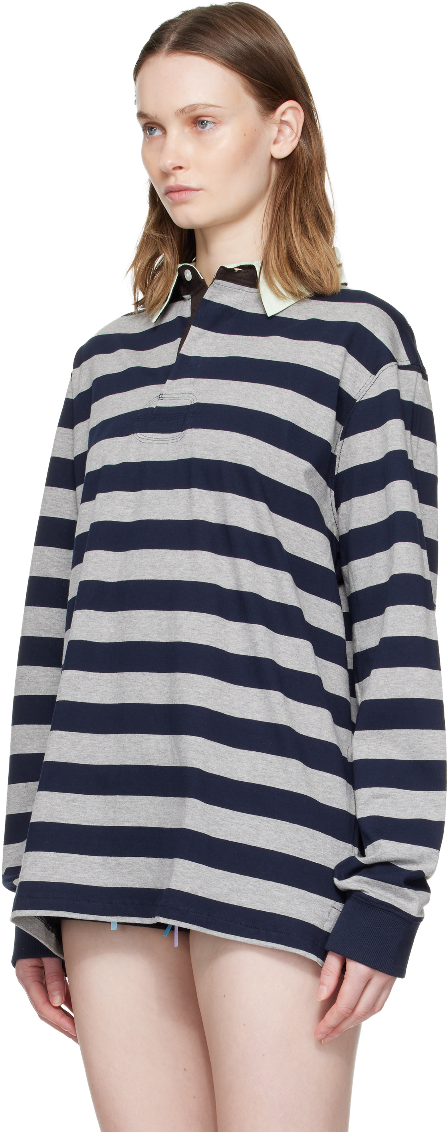 Ans Dotsloevner - Polo Rugger gris et bleu marine