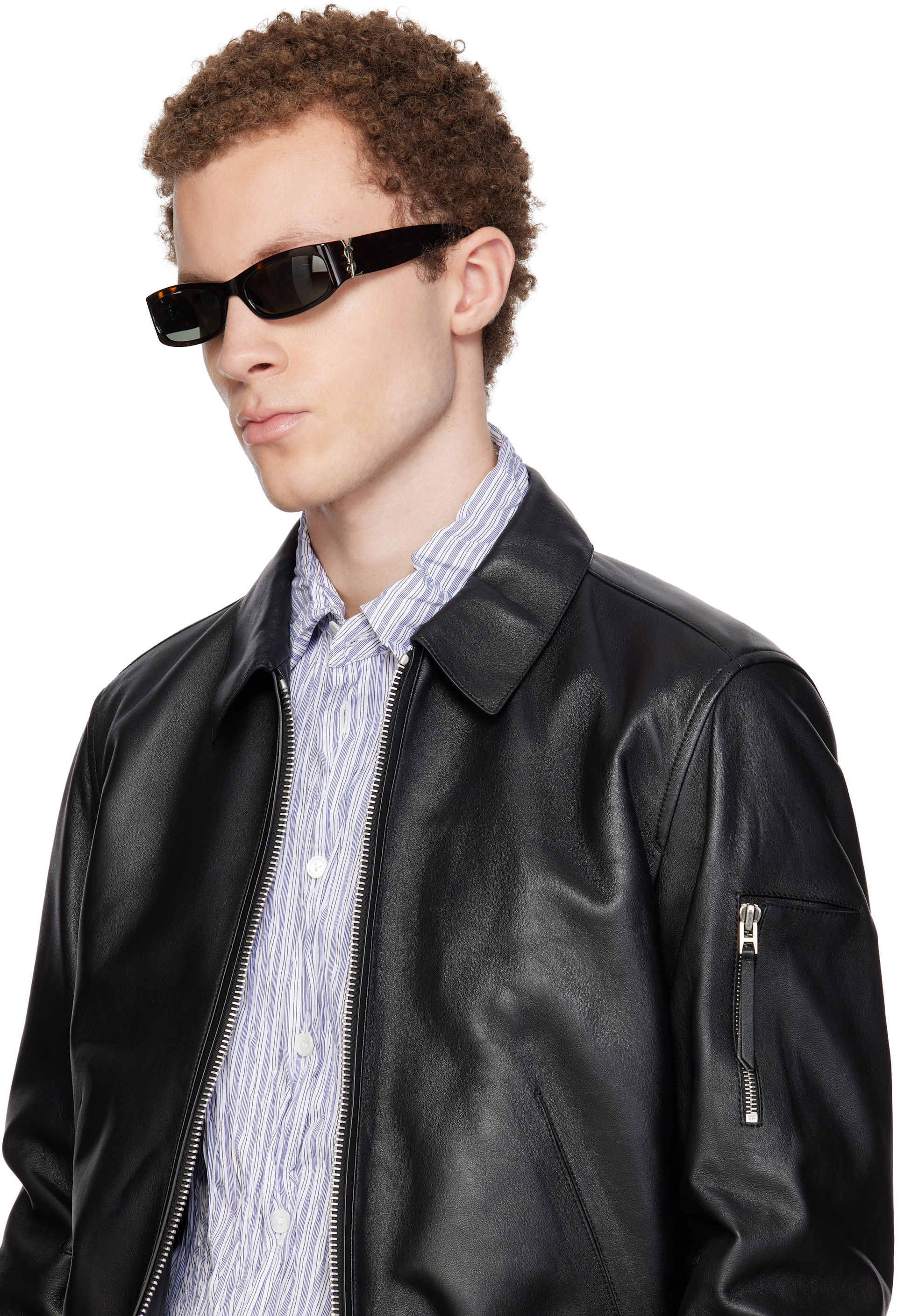 Saint Laurent: Black & Brown SL M152 Sunglasses | SSENSE