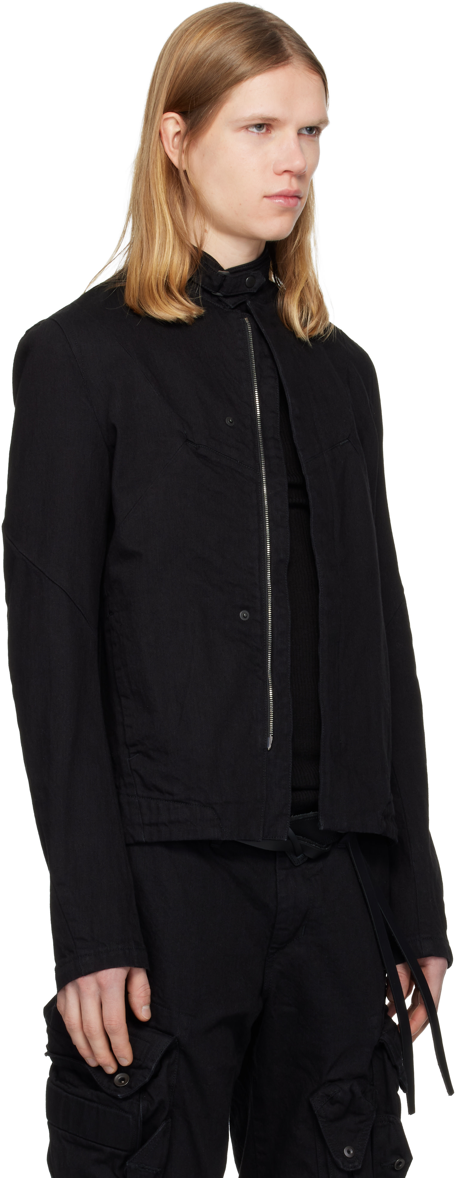 Julius: Black Prism Biker Denim Jacket | SSENSE