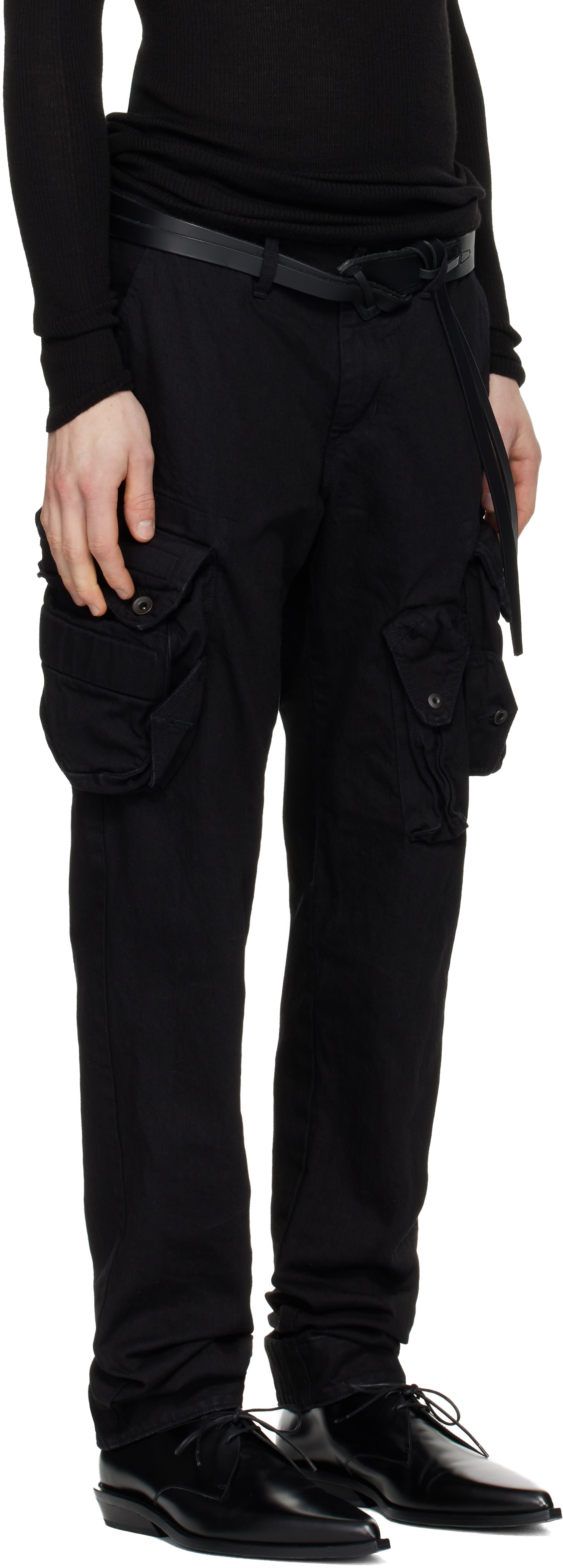 Julius: Black Gasmask Skinny Denim Cargo Pants | SSENSE