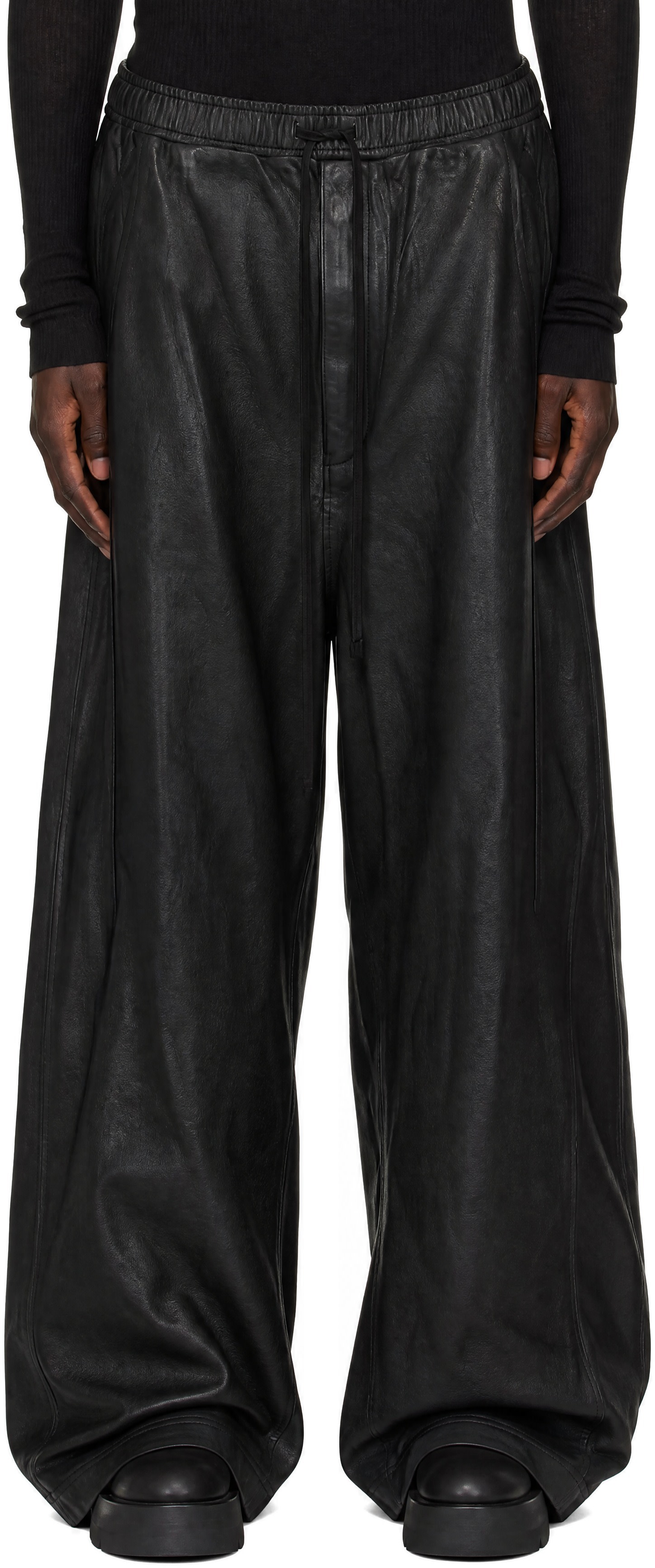 Julius - Black Cotton Coated Sweatpants
