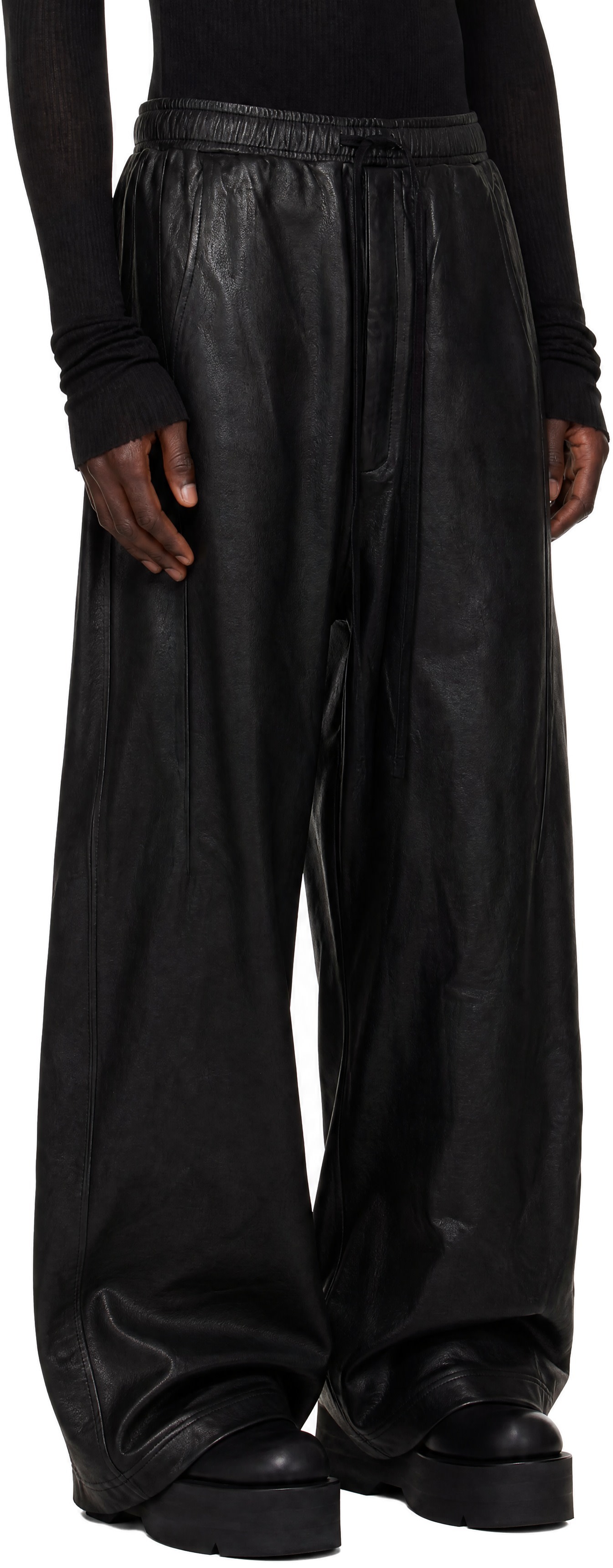 Julius - Black Cotton Coated Sweatpants