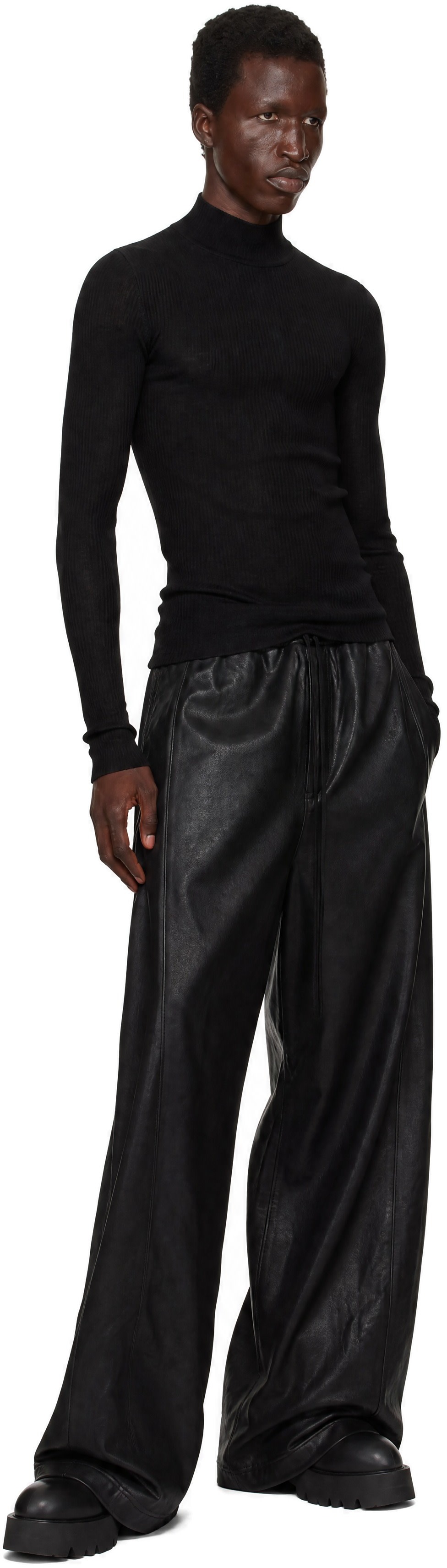 Julius - Black Cotton Coated Sweatpants