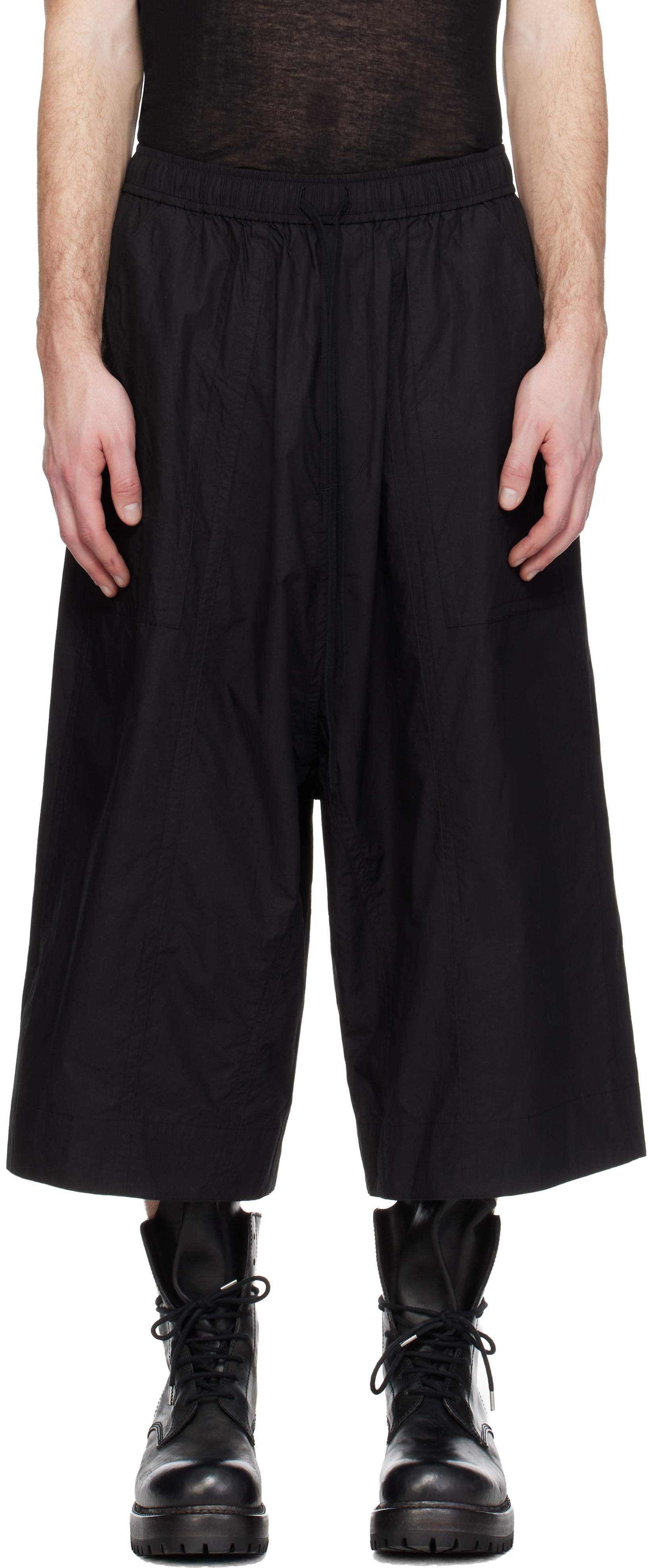 Julius: Black Cropped Baggy Trousers | SSENSE