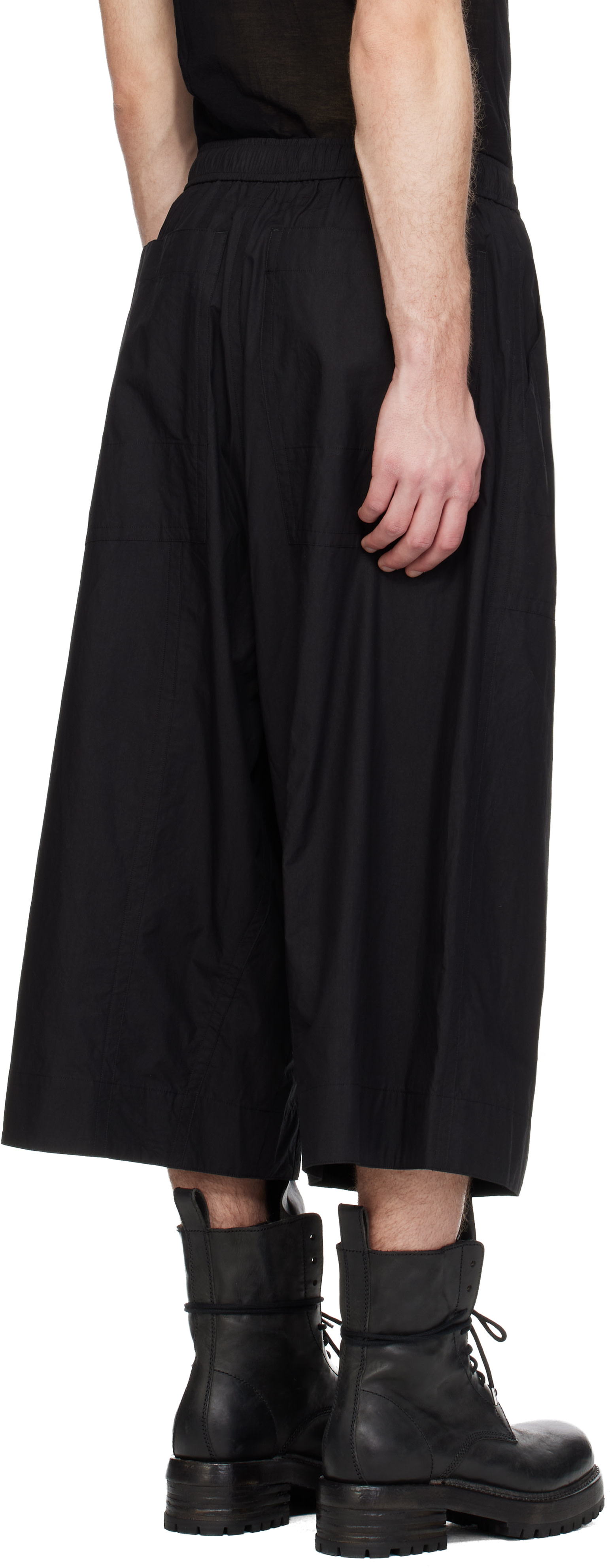 Julius: Black Cropped Baggy Trousers | SSENSE