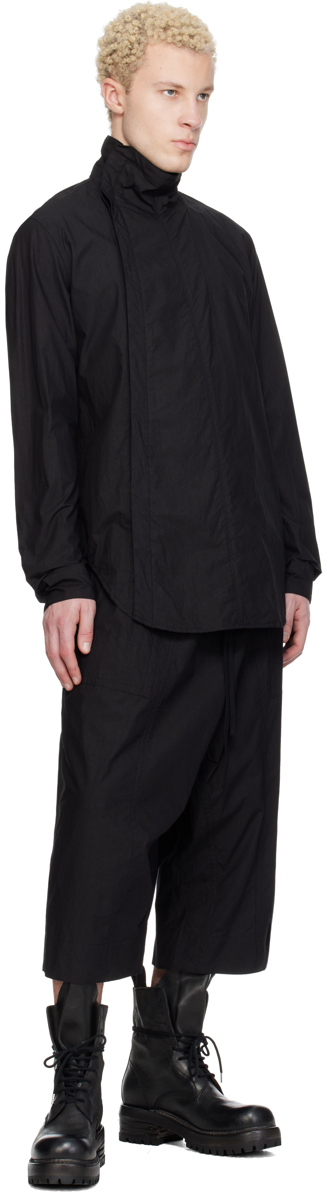 Julius: Black Cropped Baggy Trousers | SSENSE