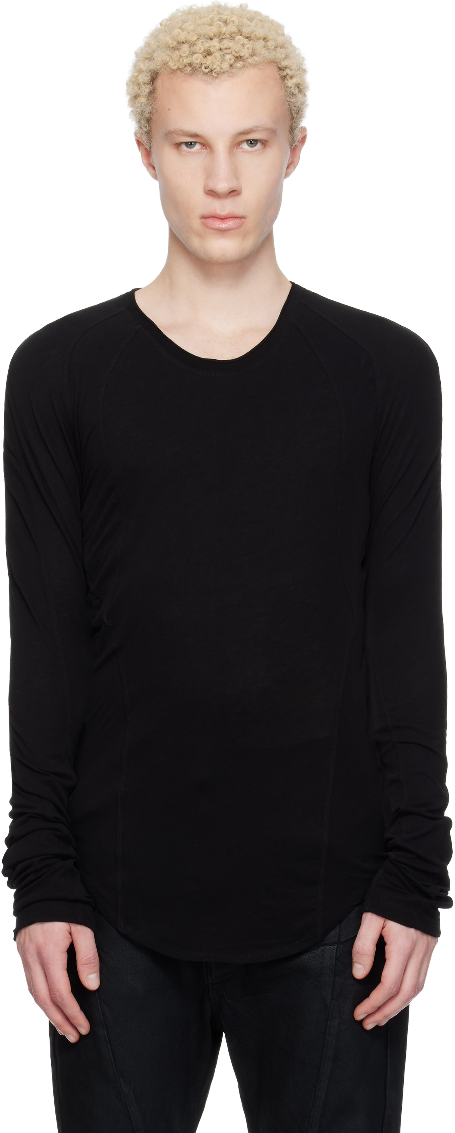 Julius: Black Seamed Skinny T-shirt | SSENSE