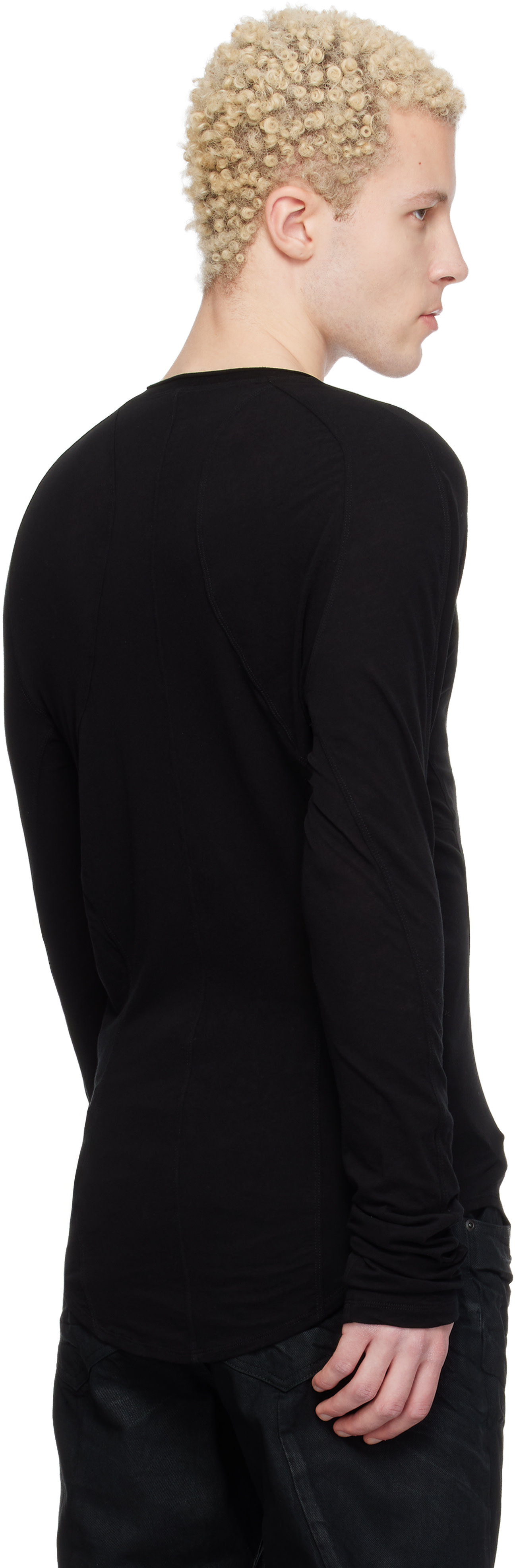 Julius: Black Seamed Skinny T-shirt | SSENSE