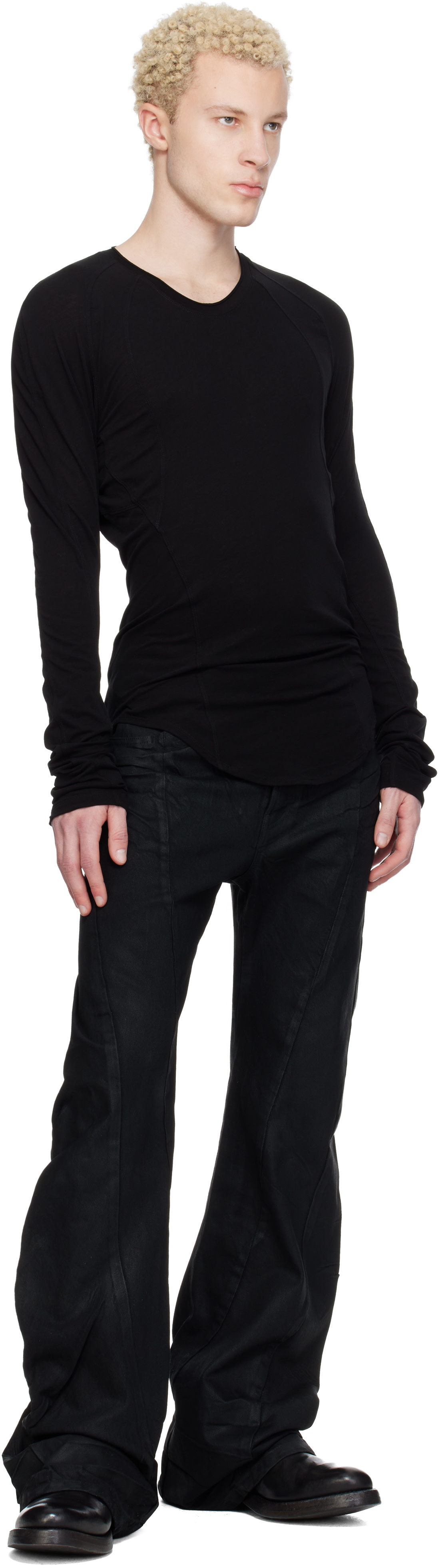 Julius: Black Seamed Skinny T-shirt | SSENSE