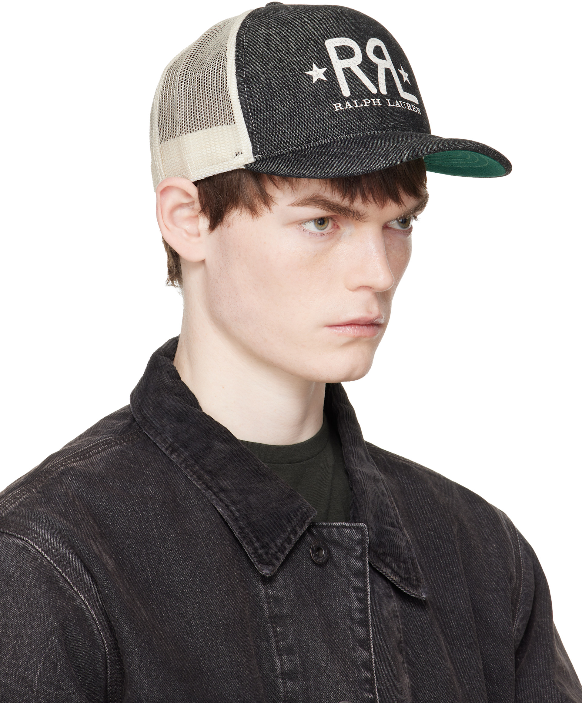 RRL: ブラック Ranch ロゴ デニム トラッカーキャップ | SSENSE 日本