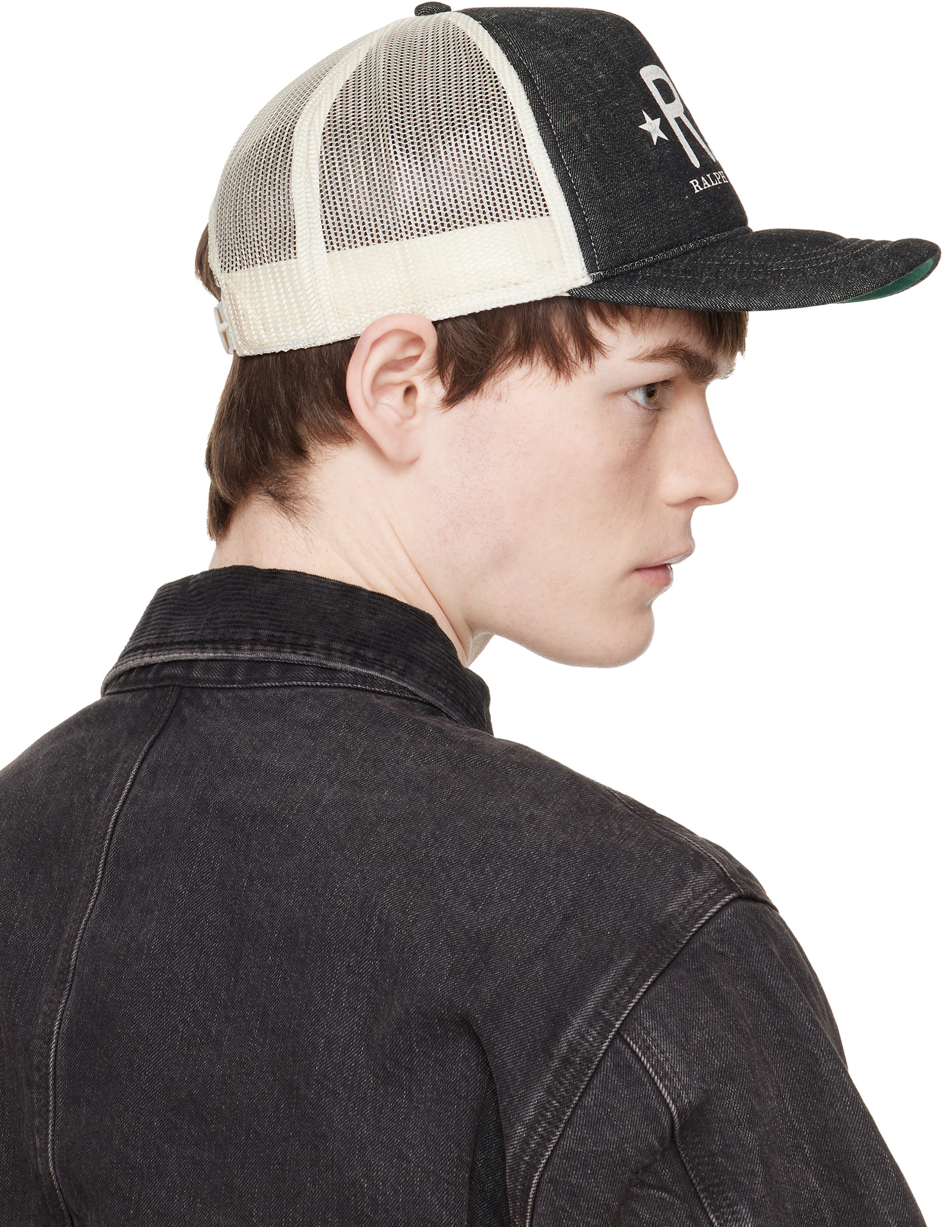RRL: ブラック Ranch ロゴ デニム トラッカーキャップ | SSENSE 日本