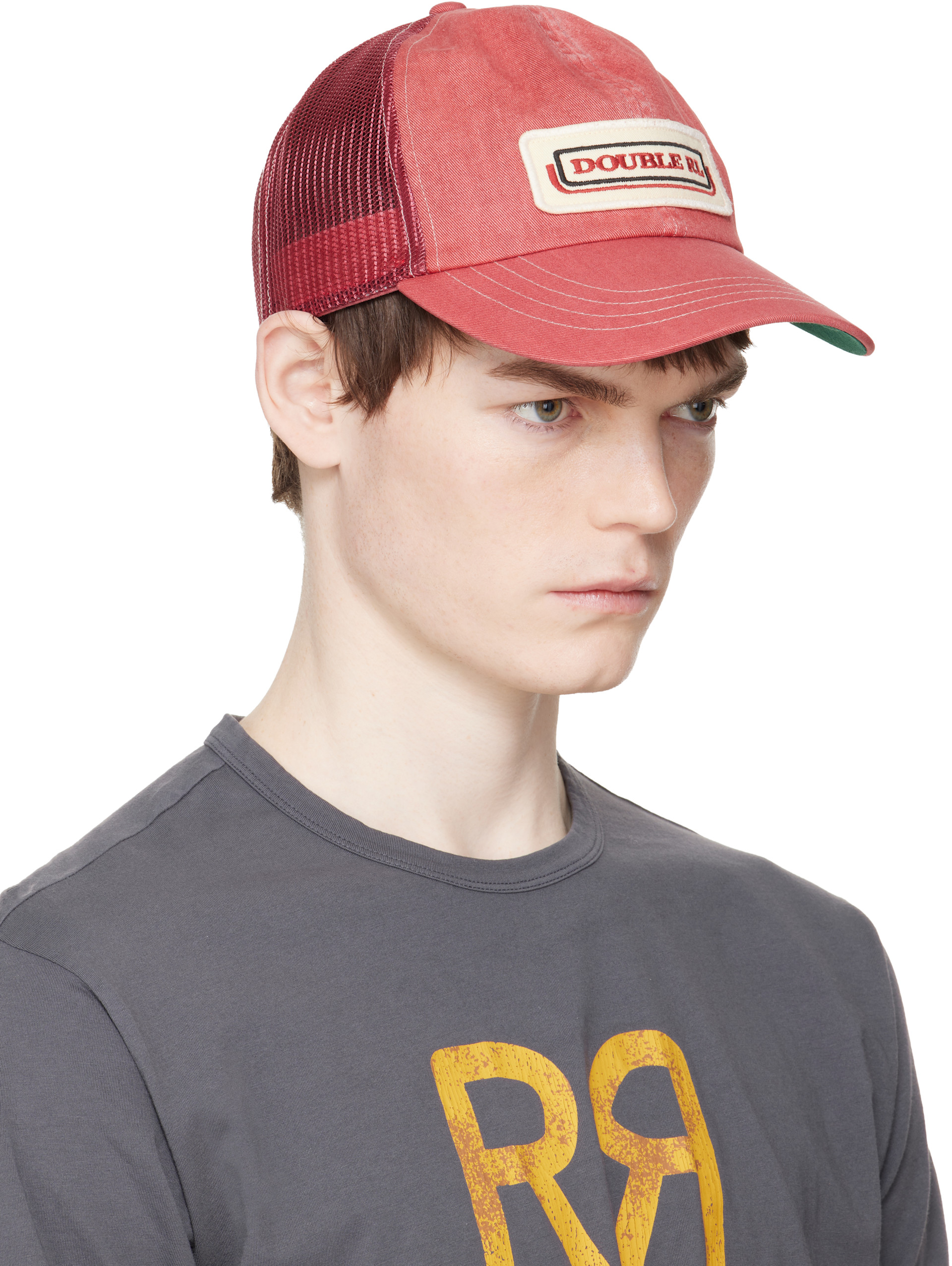 RRL: レッド ロゴパッチ ツイル トラッカーキャップ | SSENSE 日本