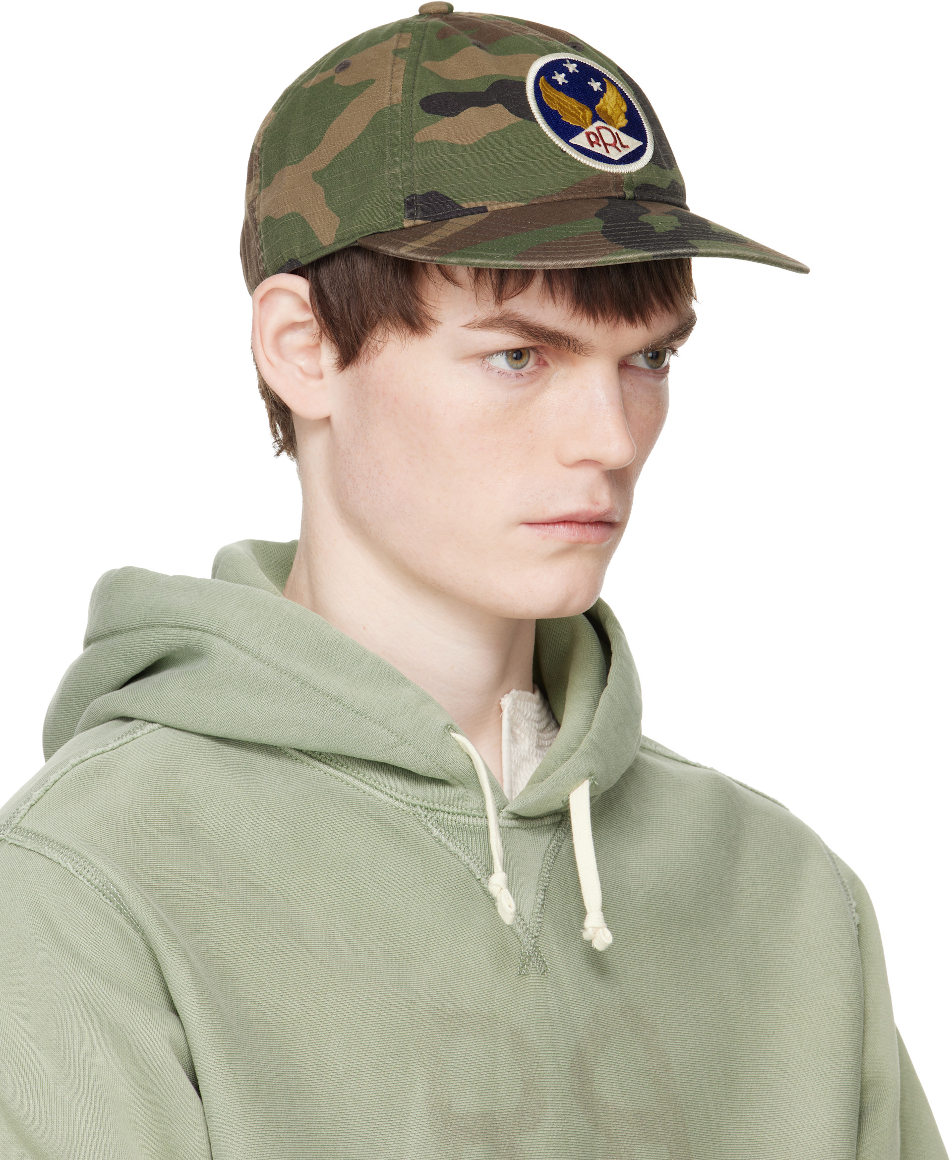 RRL: Khaki Winged-Logo Camo Ball Cap | SSENSE Canada