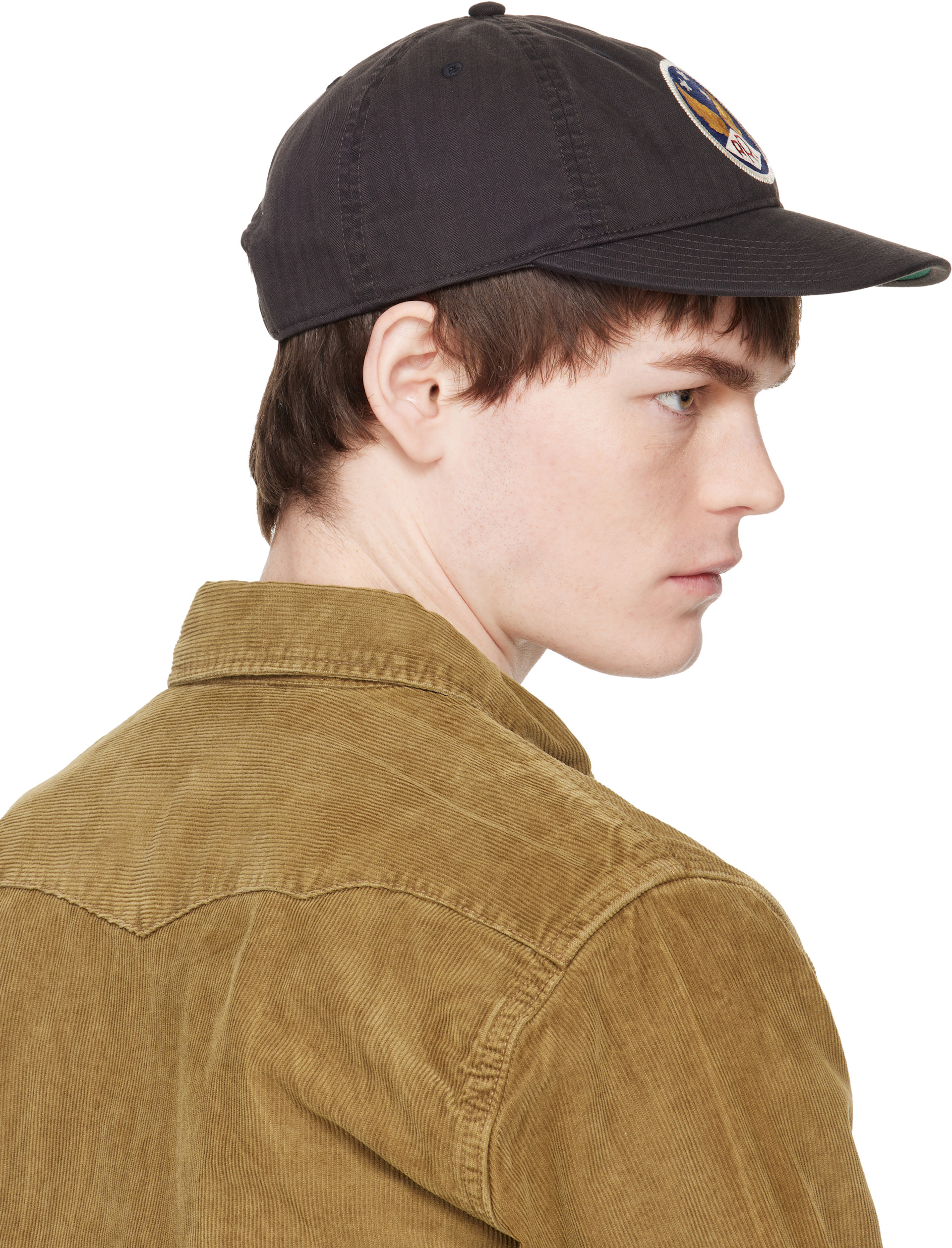 RRL: Black Winged-Logo Twill Ball Cap | SSENSE