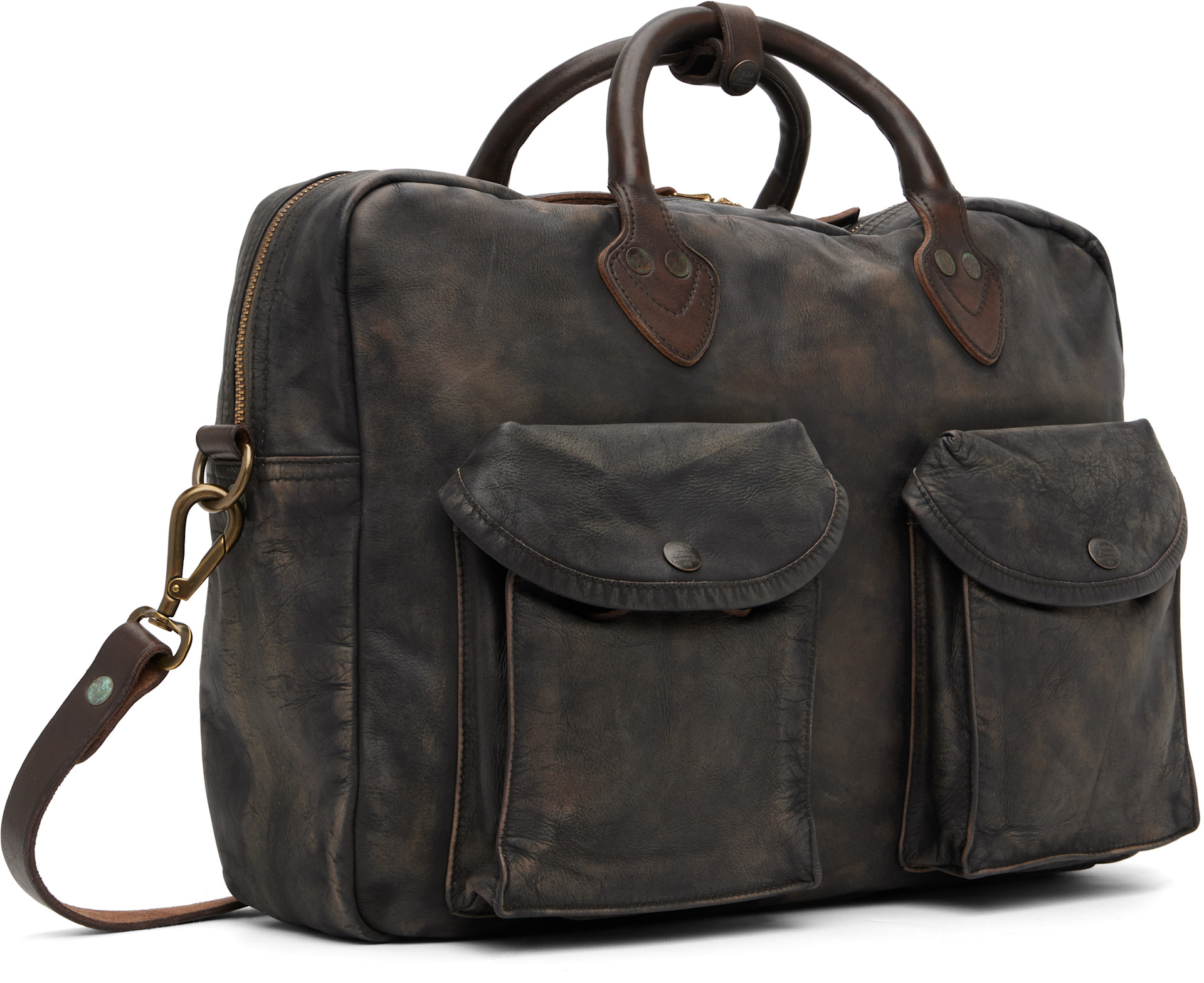 RRL: Brown Leather Briefcase | SSENSE