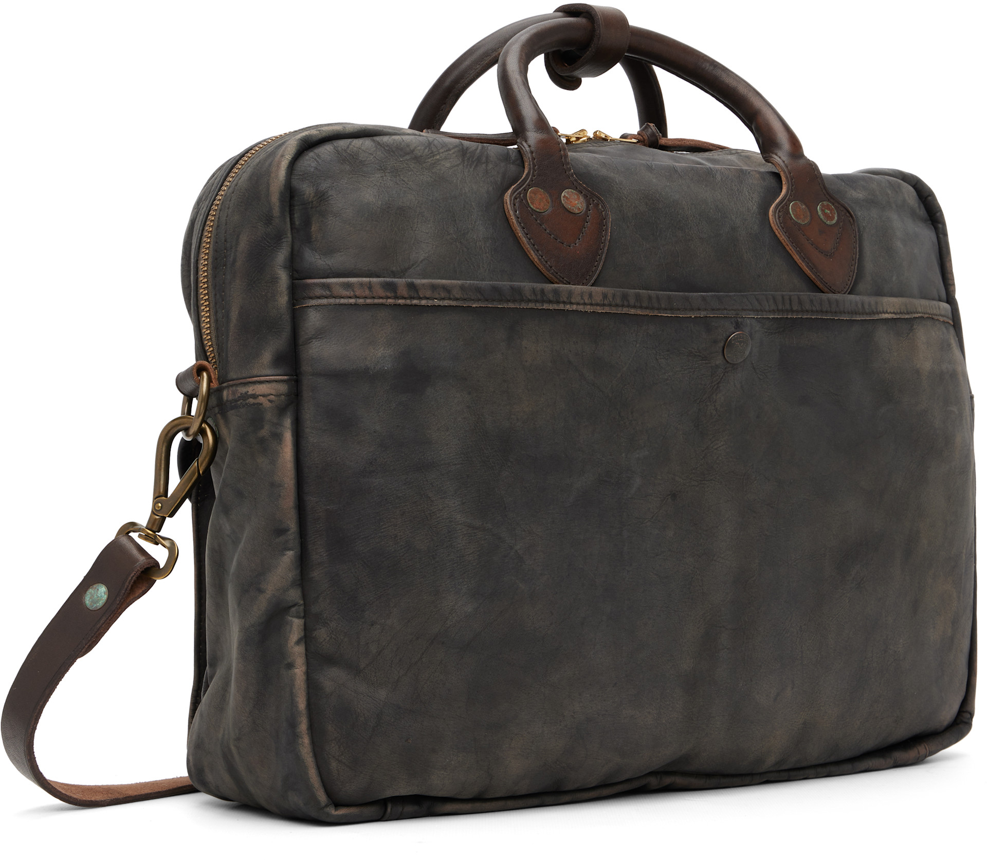 RRL: Brown Leather Briefcase | SSENSE