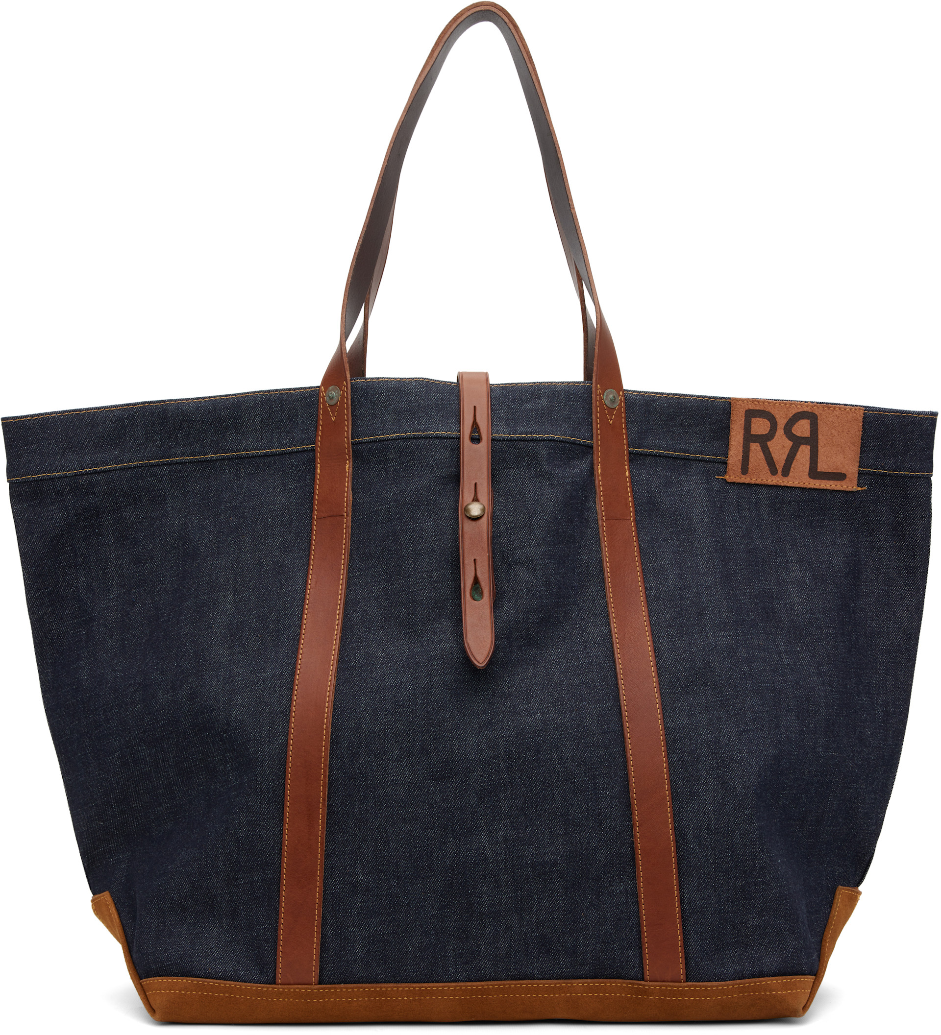 RRL - Indigo Leather-Trim Denim Tote