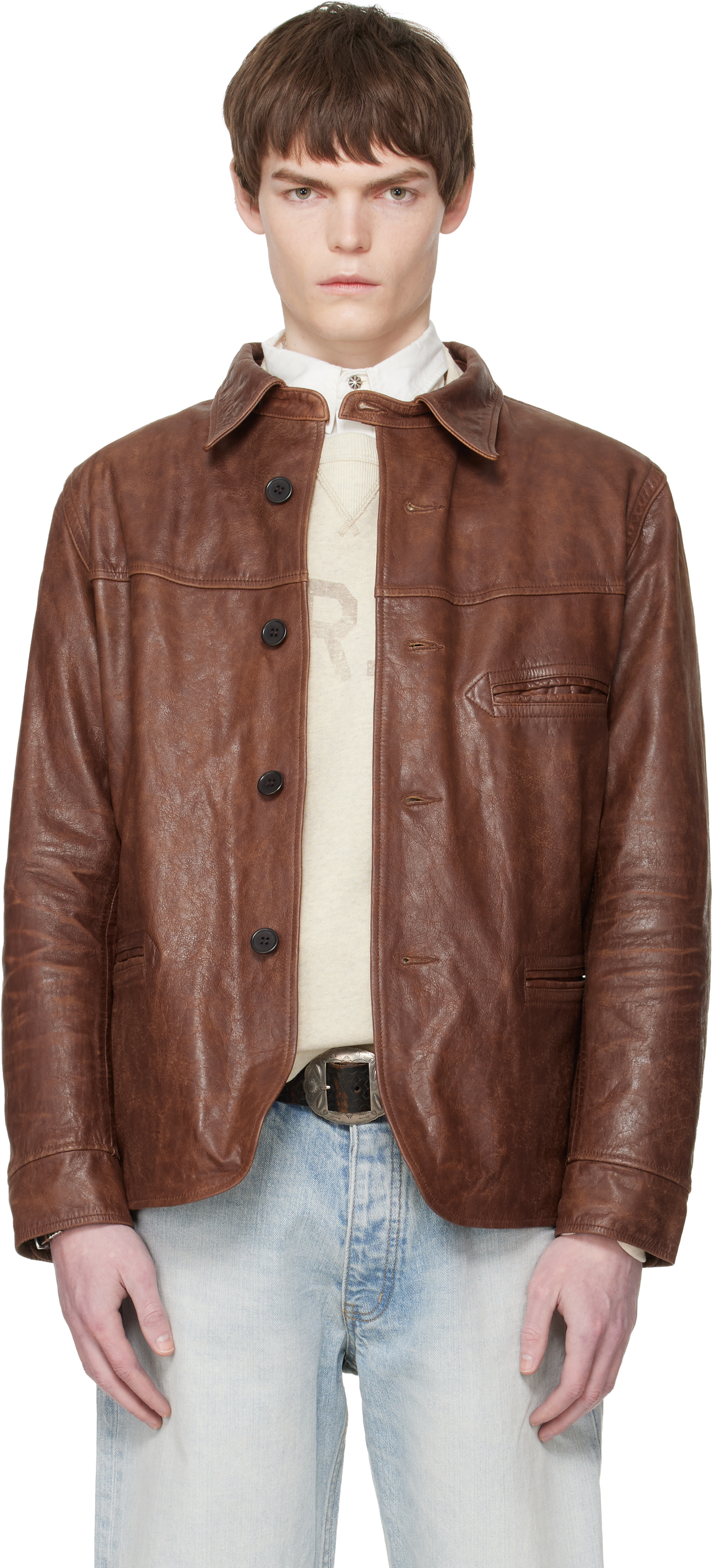 RRL - Brown Car Leather Jacket