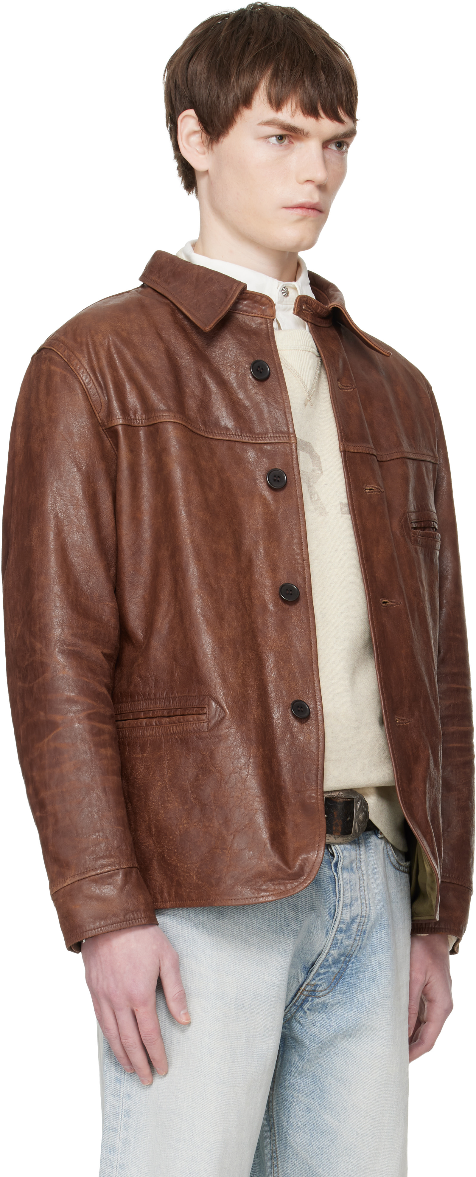 RRL - Brown Car Leather Jacket
