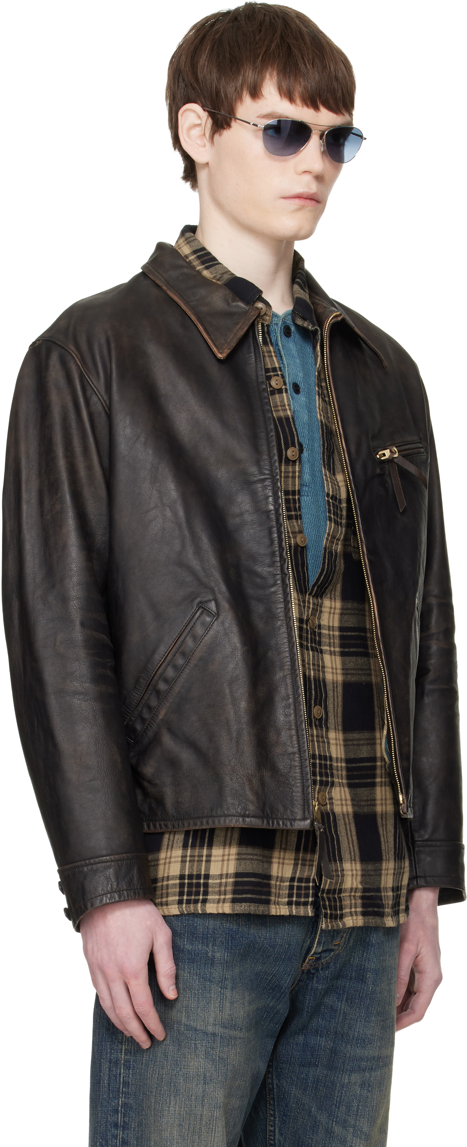 RRL レザージャケット Sサイズ ブラウン RRL: ブラウン Lynton レザージャケット | SSENSE 日本