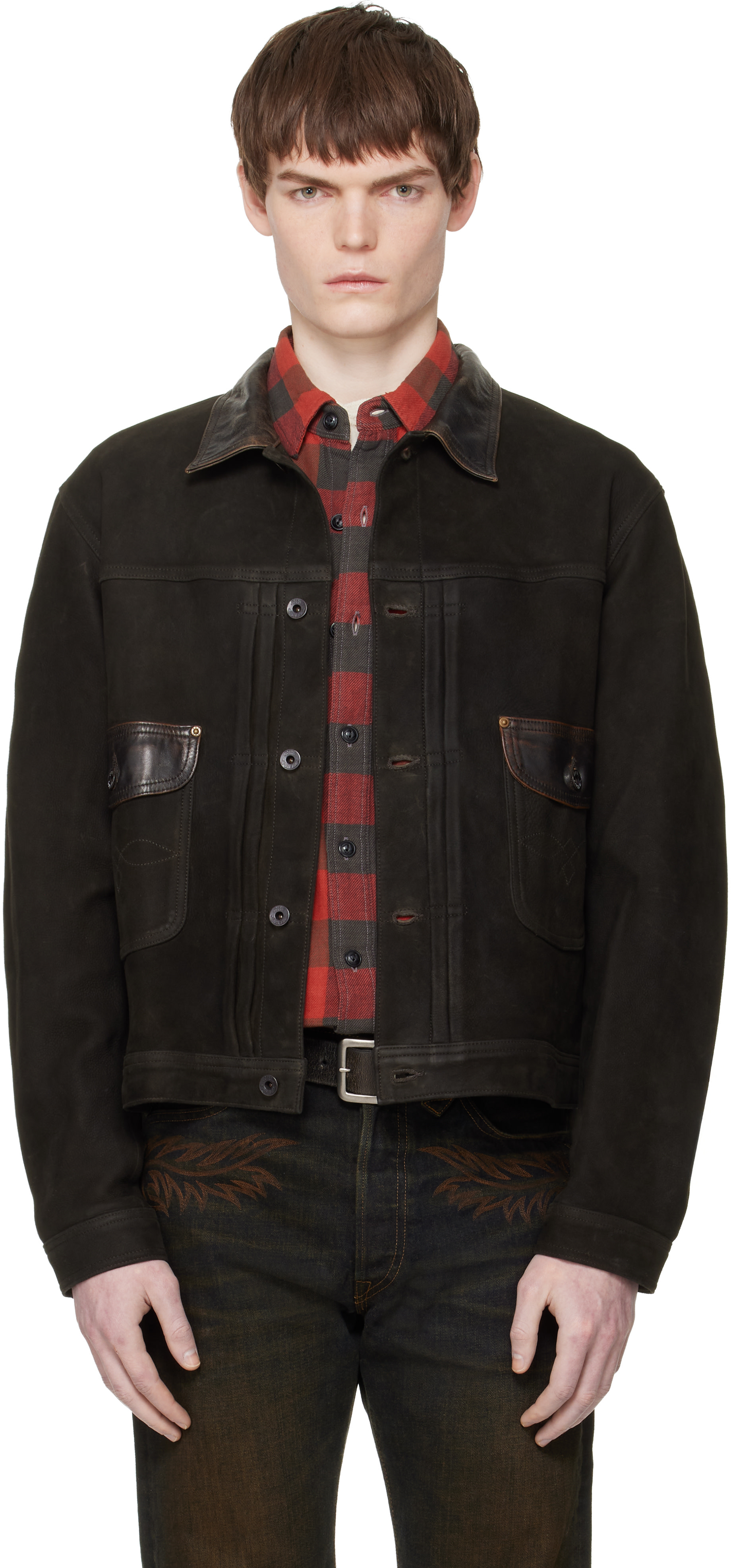 RRL: Black Pickett Suede Jacket | SSENSE