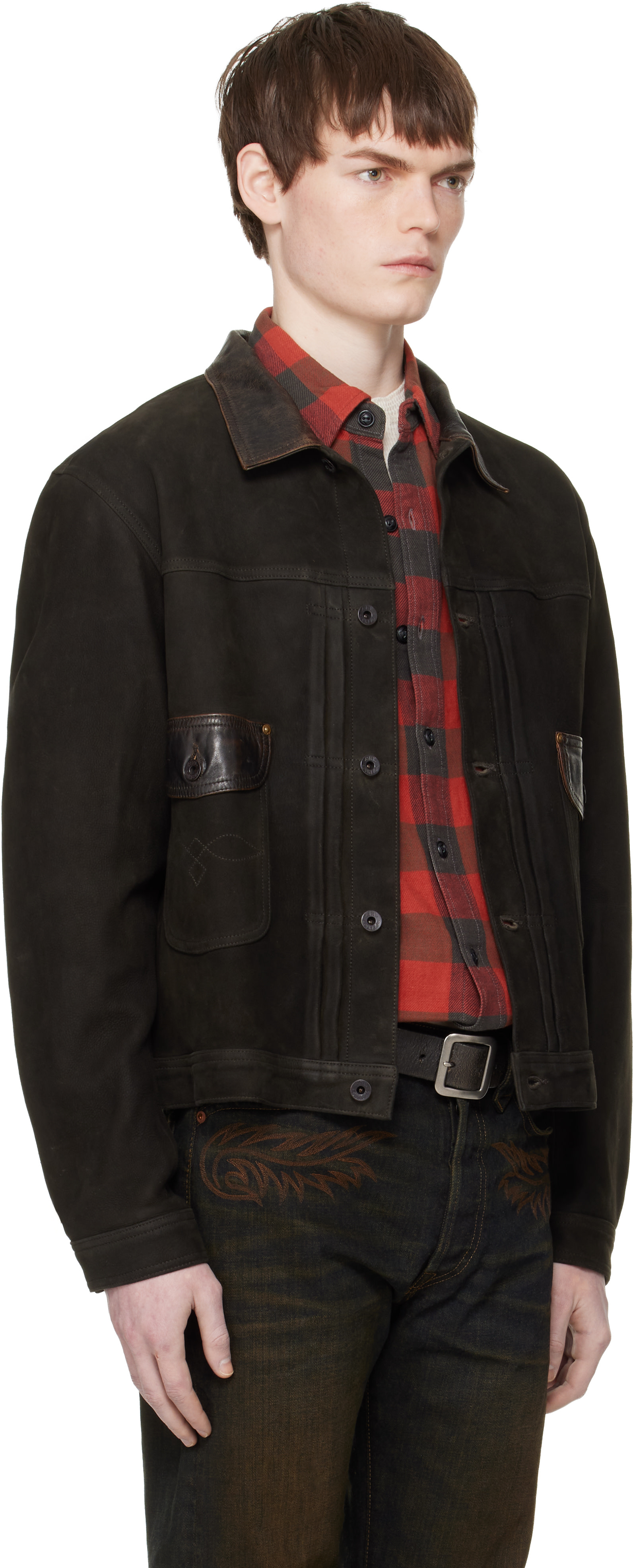 RRL: Black Pickett Suede Jacket | SSENSE