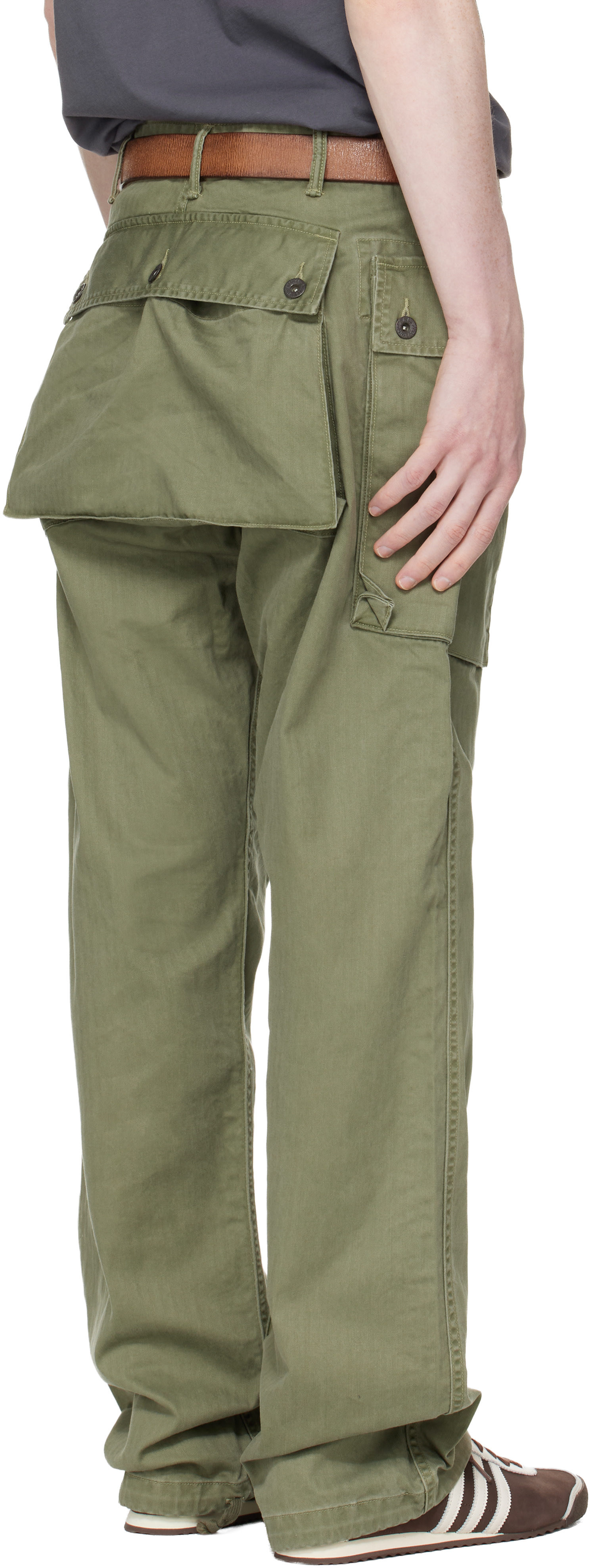 RRL: Green Herringbone Field Cargo Pants | SSENSE Canada