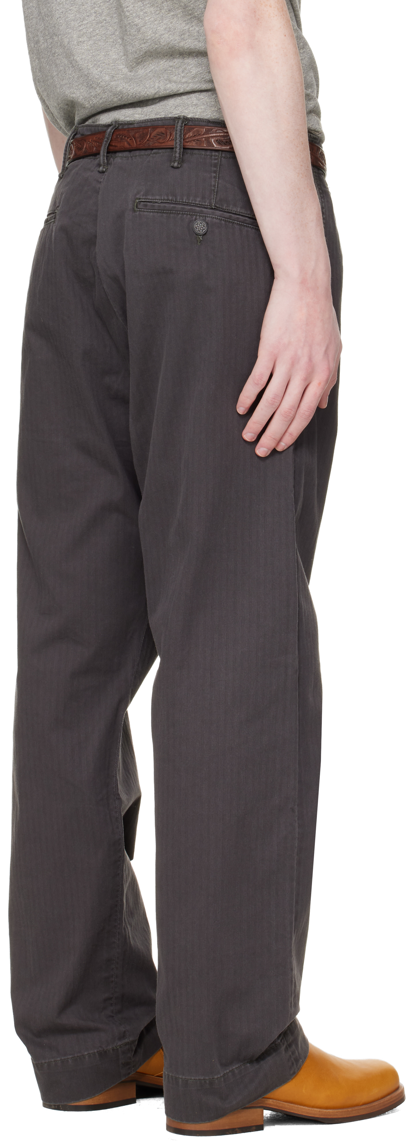 RRL: Gray Herringbone Twill Field Trousers | SSENSE Australia