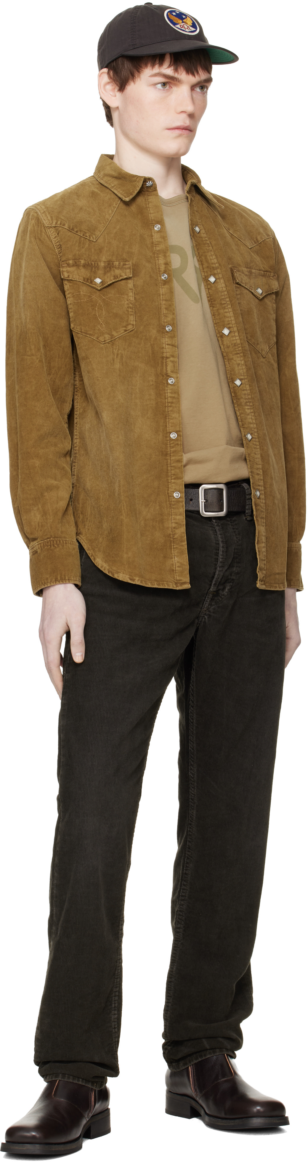 RRL: Tan Slim Fit Corduroy Western Shirt | SSENSE New Zealand RRL: Tan Slim Fit Corduroy Western Shirt | SSENSE New Zealand