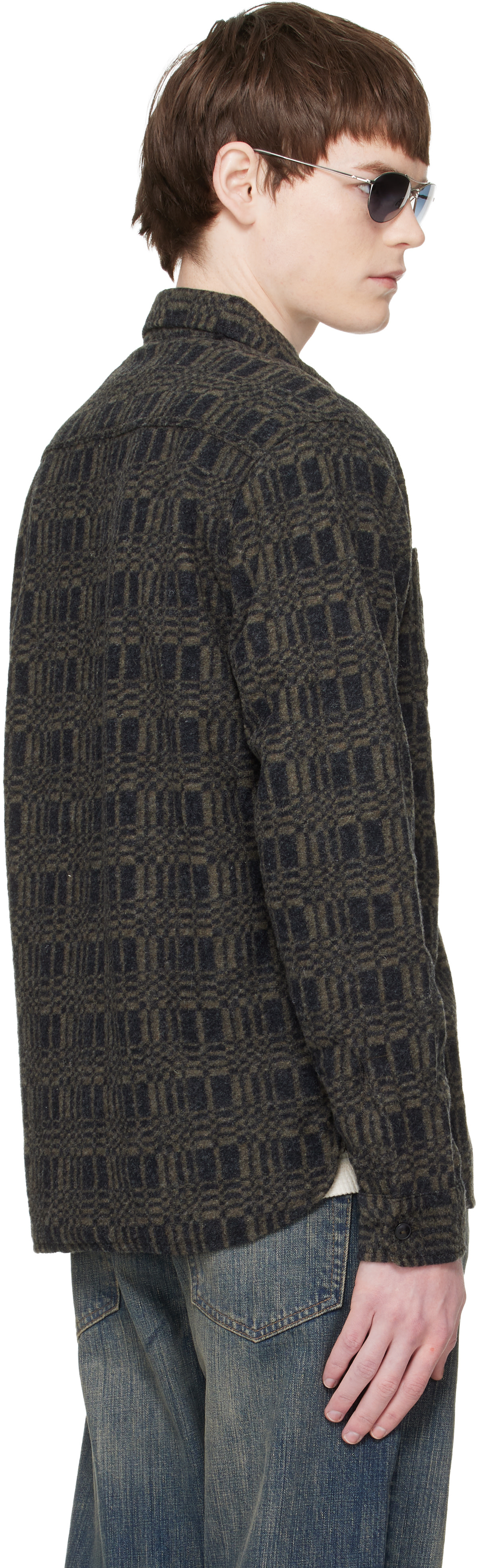 RRL - Gray Jacquard-Knit Wool-Blend Work Shirt
