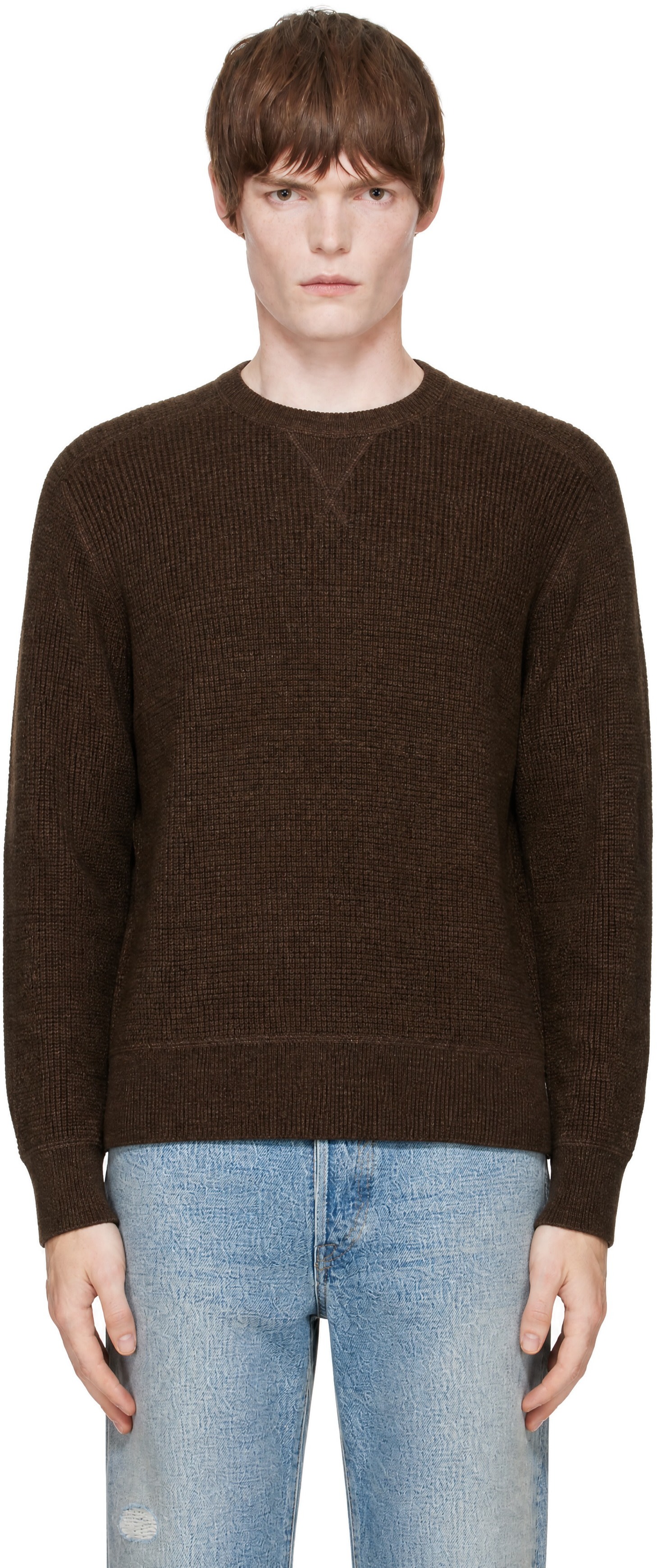 RRL - Brown Waffle Crew Sweater
