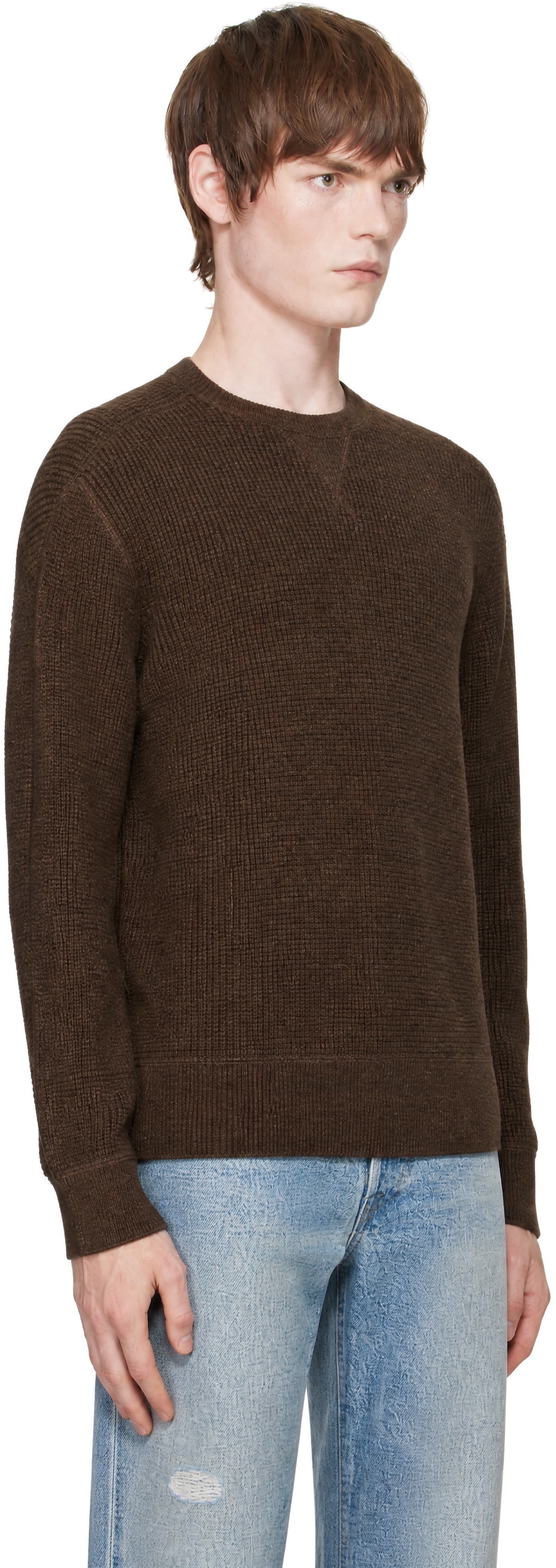 RRL - Brown Waffle Crew Sweater