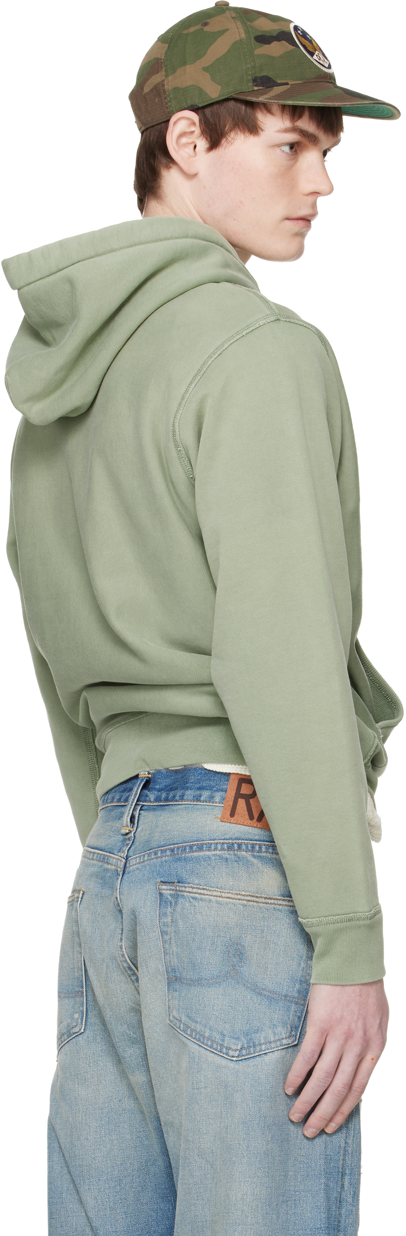 RRL - Pull à capuche vert à logo Ranch