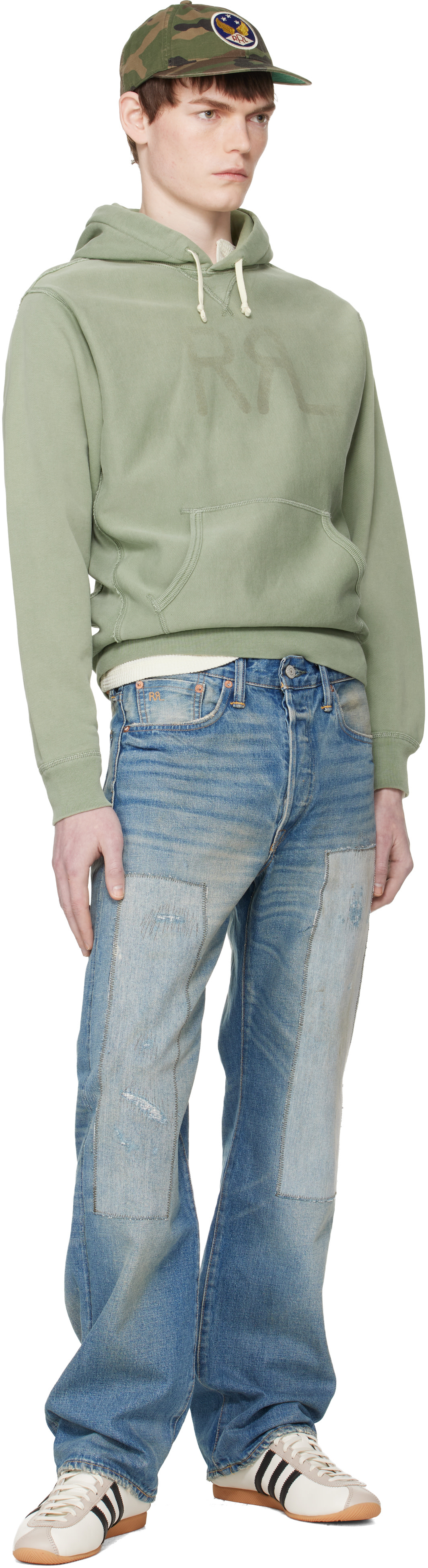 RRL - Pull à capuche vert à logo Ranch