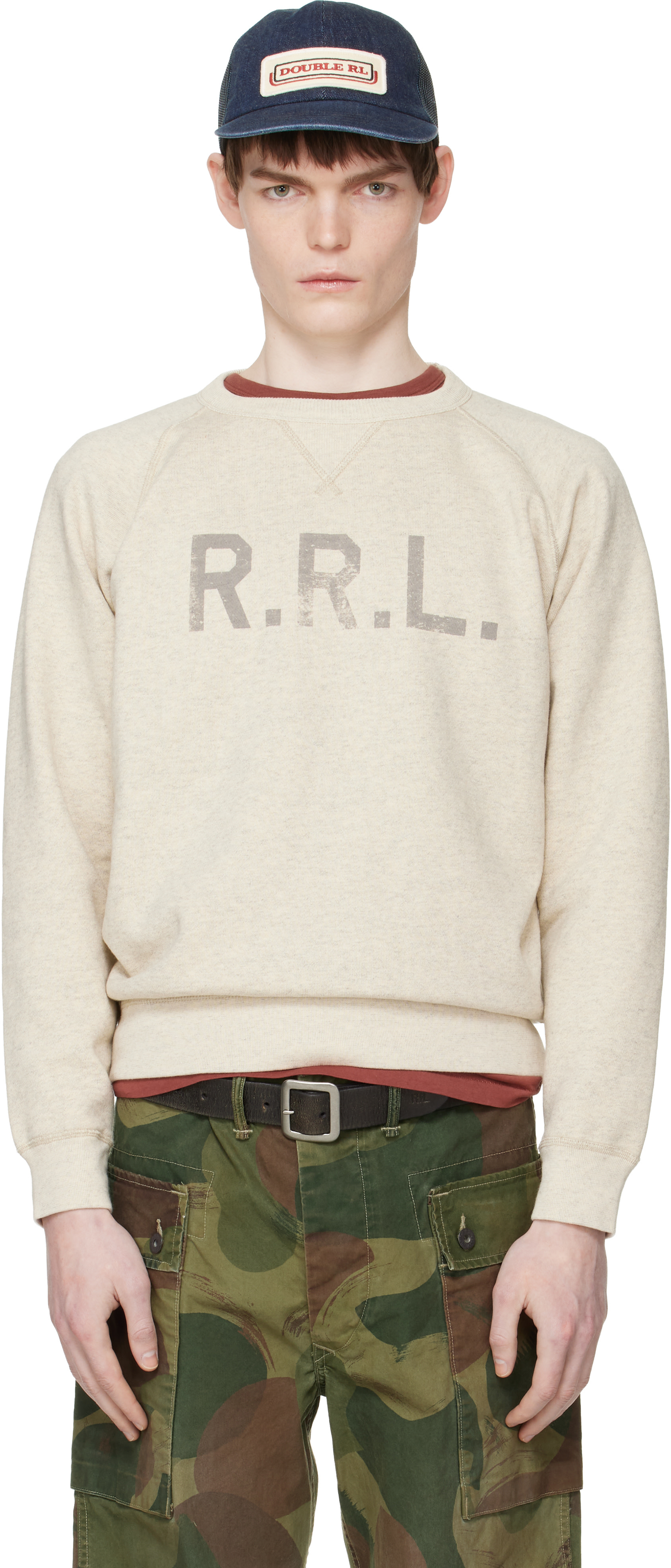 RRL - Pull molletonné gris à logo