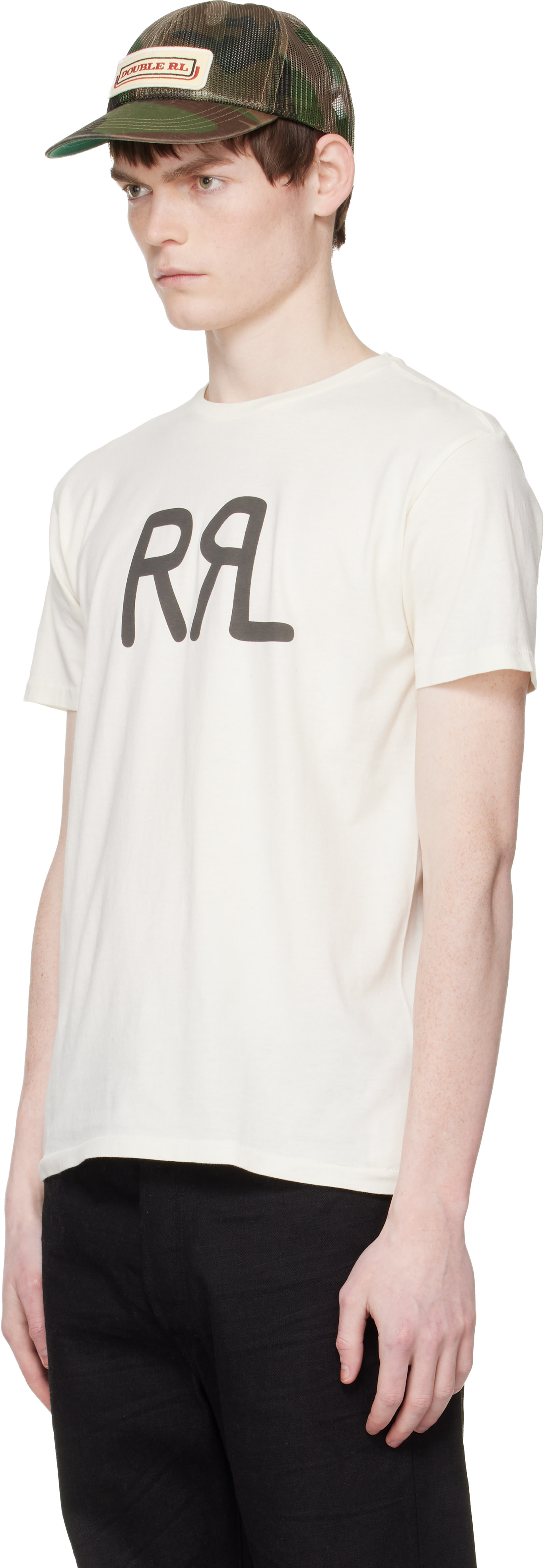 RRL: Off-White Ranch Logo T-shirt | SSENSE