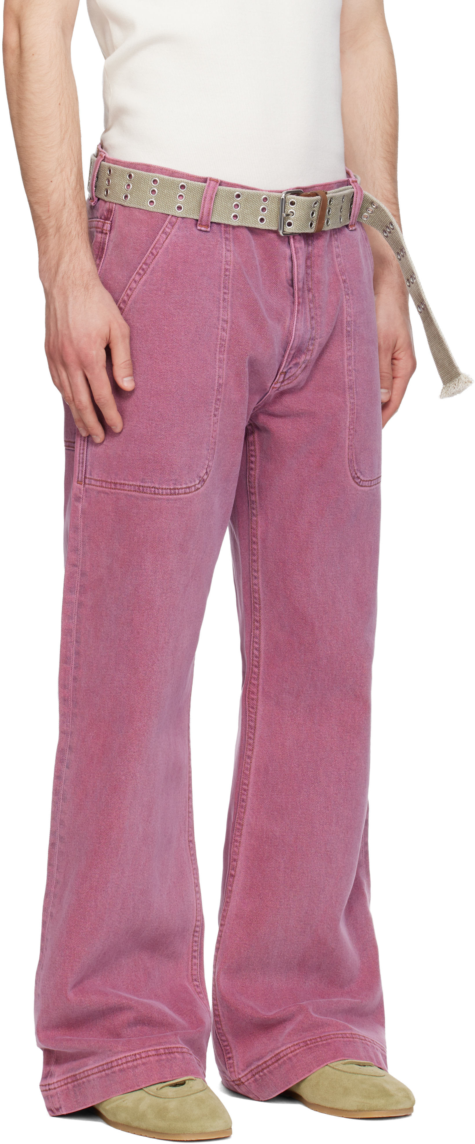 Sanderlak - Jean utilitaire évasé rose
