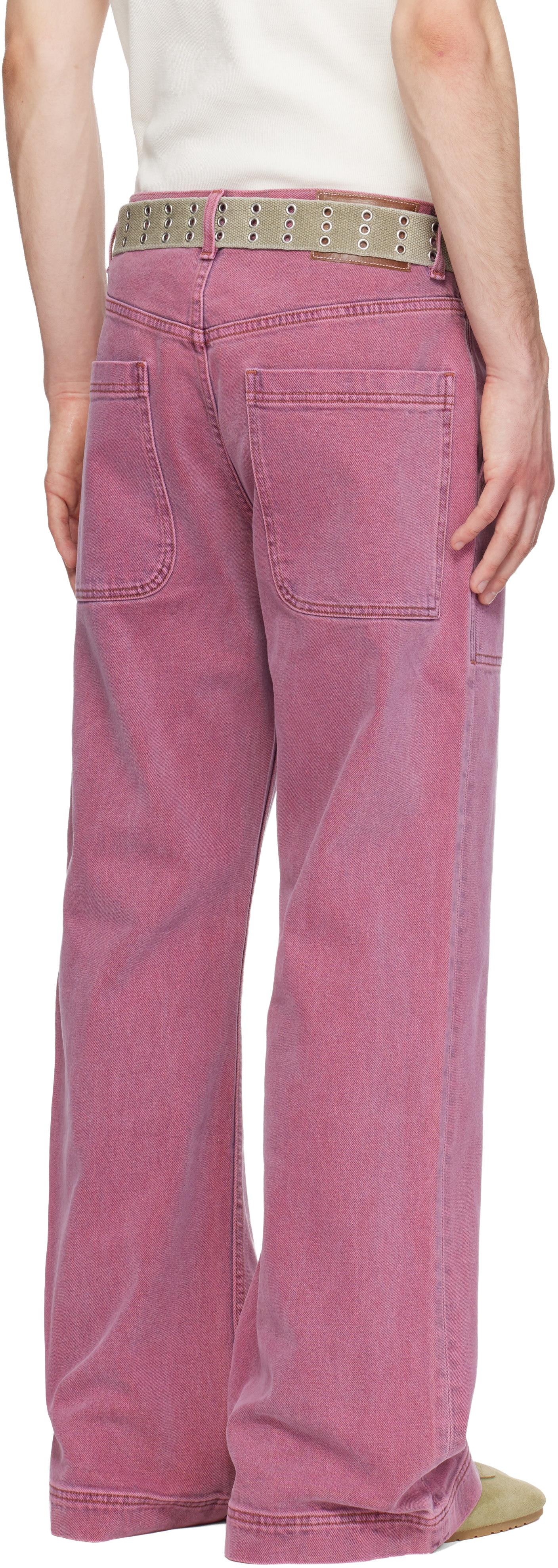 Sanderlak - Jean utilitaire évasé rose