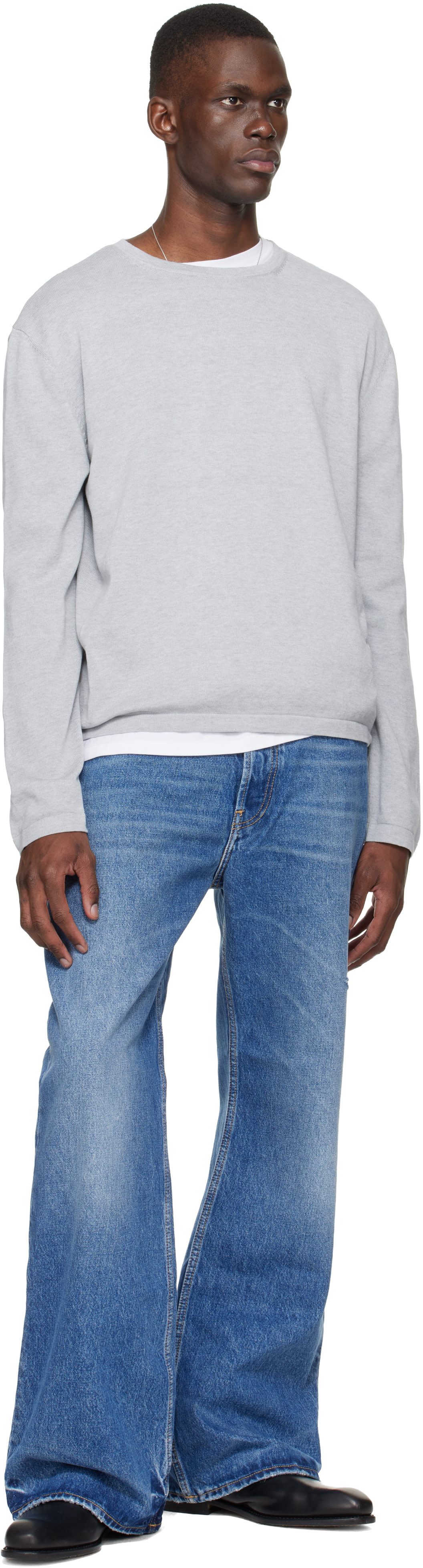 SIRE - Gray Long Sleeve Crewneck T-shirt