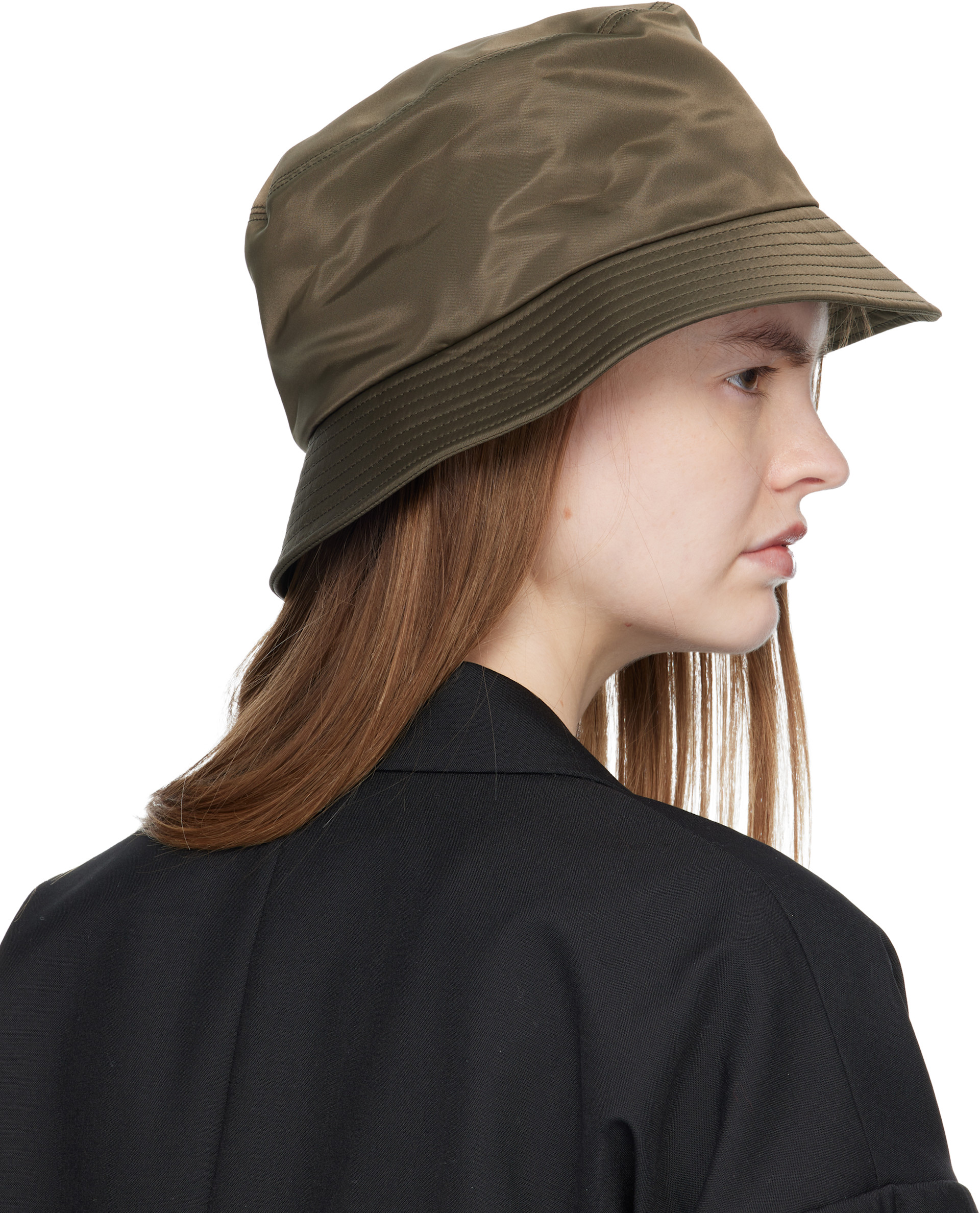 sacai: Khaki Single Brim Pocket Bucket Hat | SSENSE