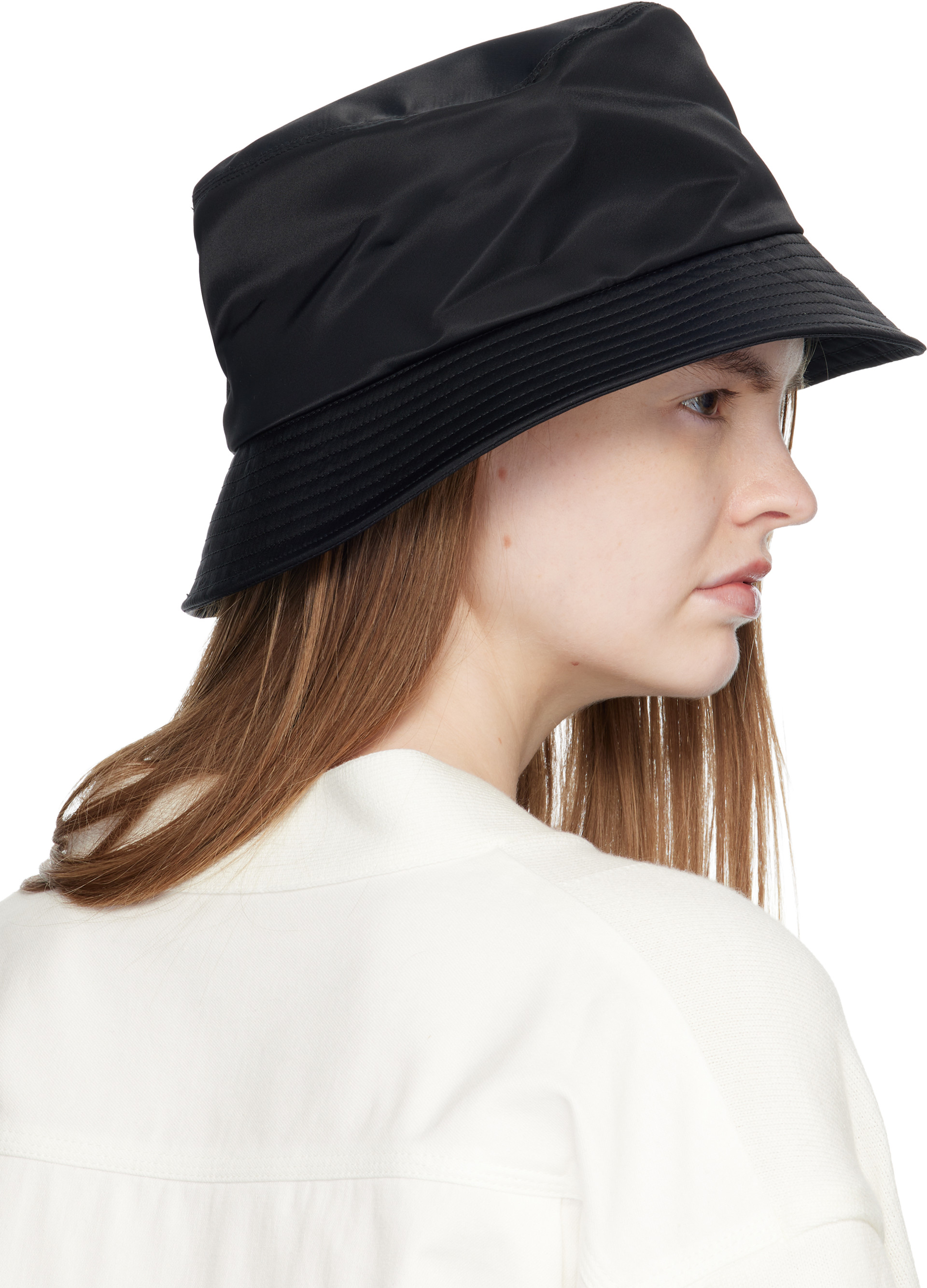 sacai: Black Single Brim Pocket Bucket Hat | SSENSE