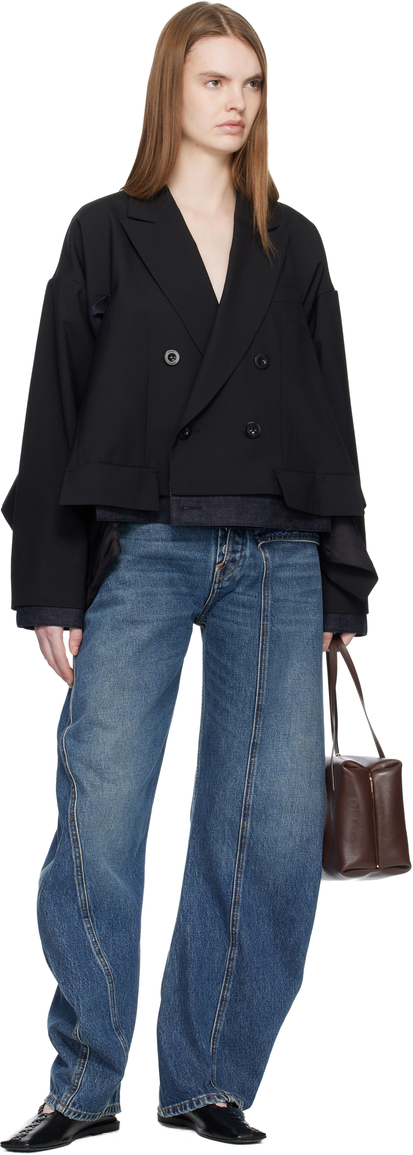 sacai シルクレイヤードジャケット sacai(サカイ) / ジャケット/2/シルク/NVY/18-01623M | 古着の販売